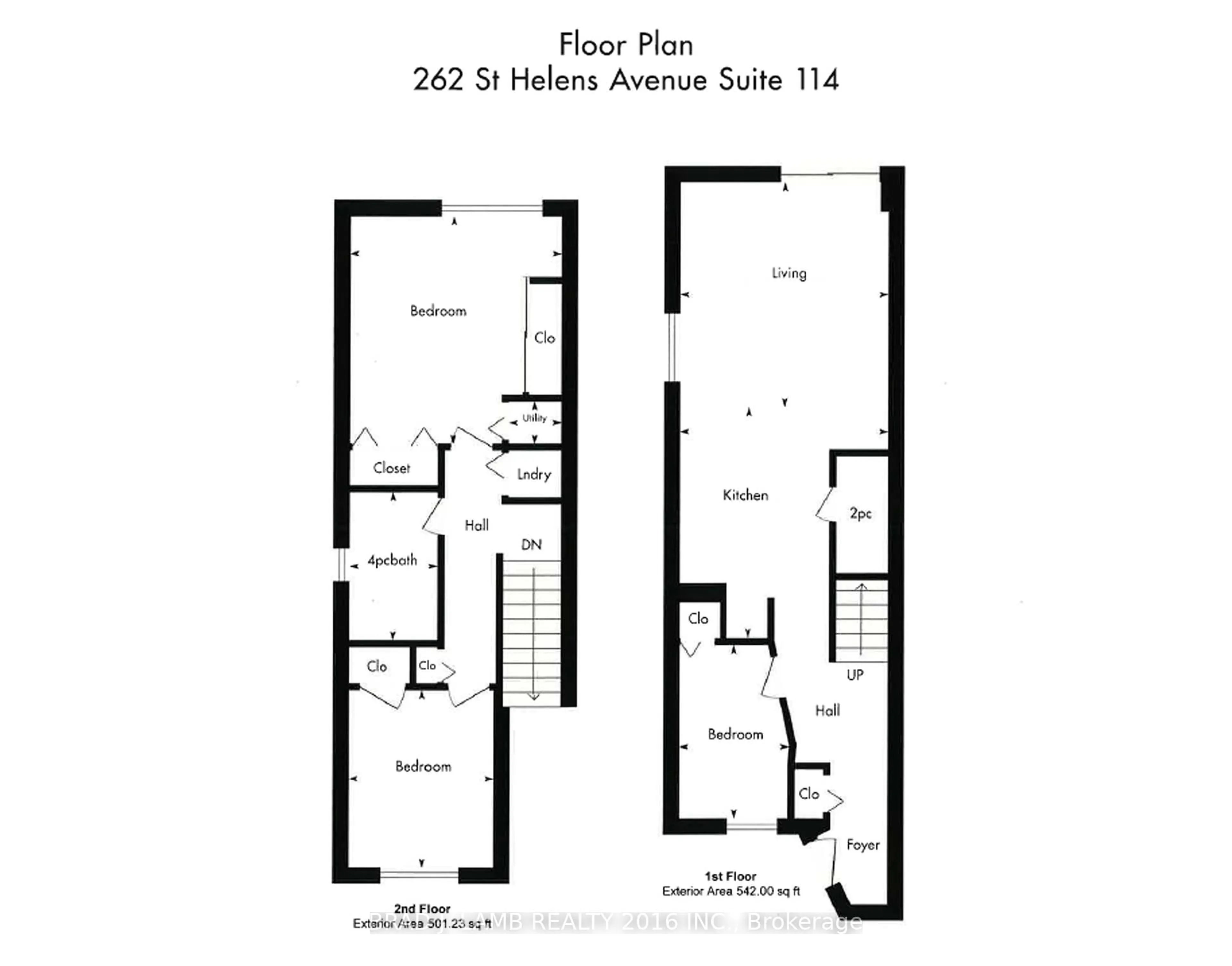 Floor plan for 262 St. Helens Ave #TH #114, Toronto Ontario M6H 4A4