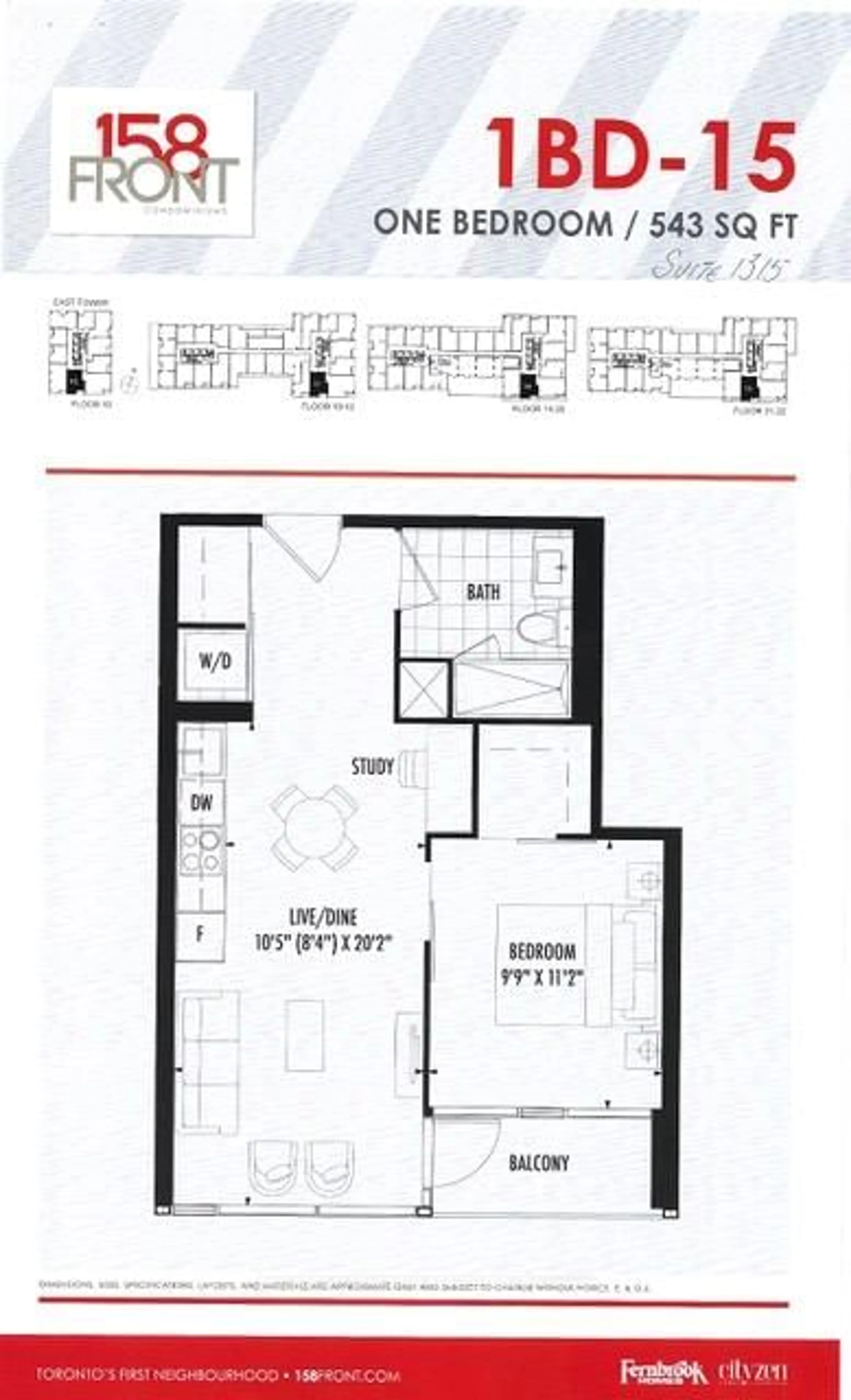 Floor plan for 158 Front St #1315, Toronto Ontario M5A 0K9