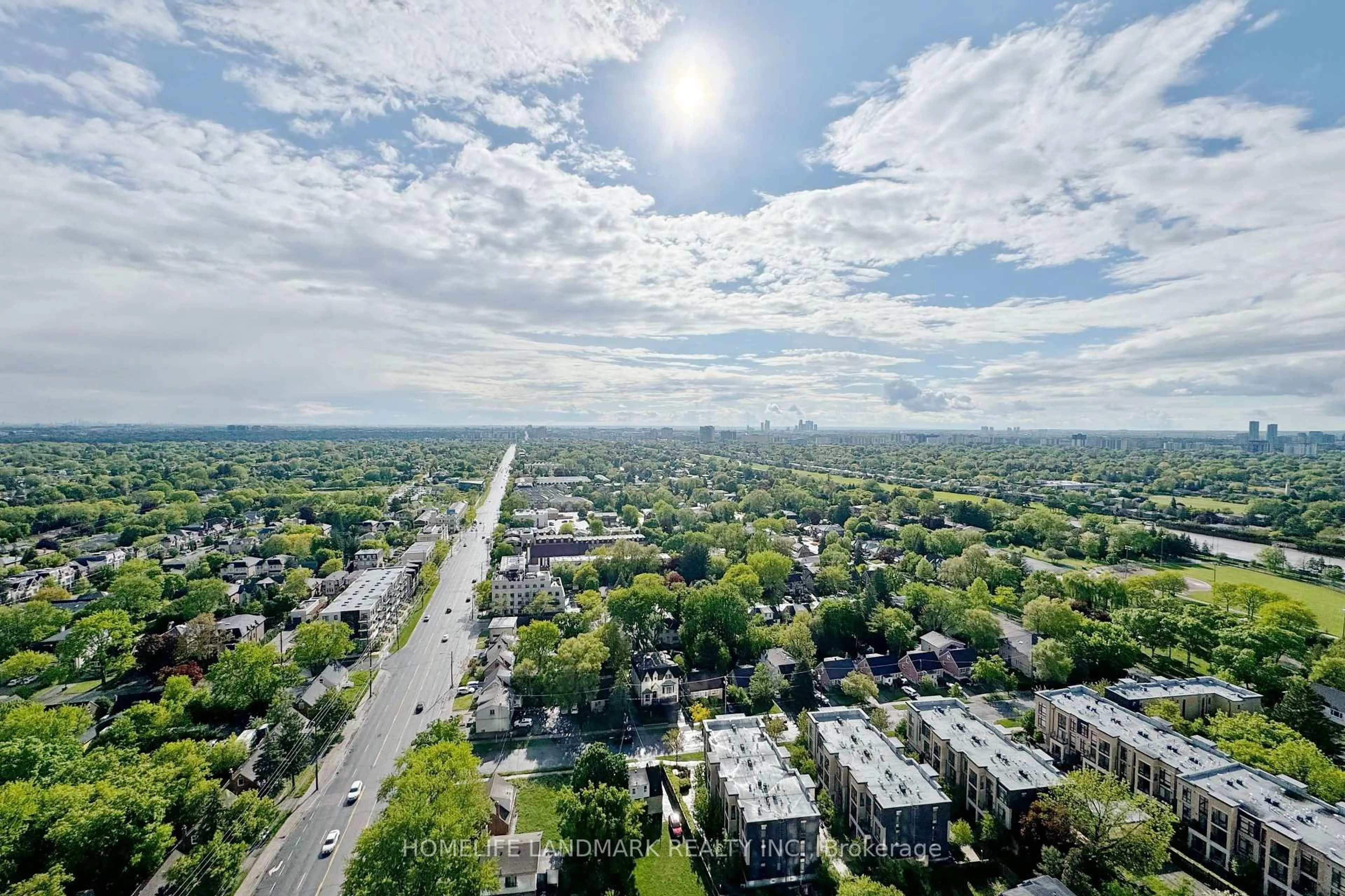 A pic from outside/outdoor area/front of a property/back of a property/a pic from drone, city buildings view from balcony for 15 Greenview Ave #2706, Toronto Ontario M2M 4M7
