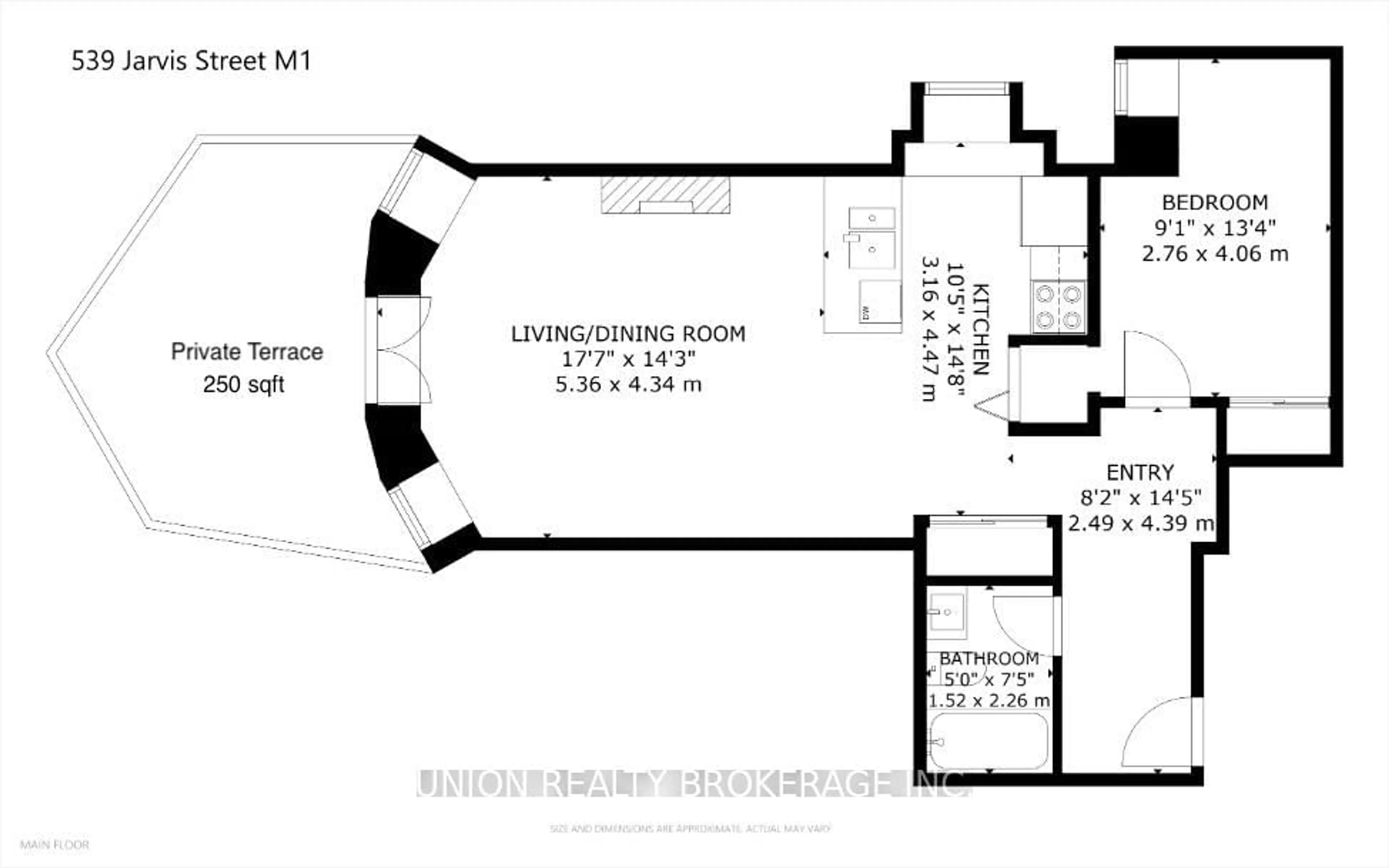 Floor plan for 539 Jarvis St #M1, Toronto Ontario M4Y 2H7