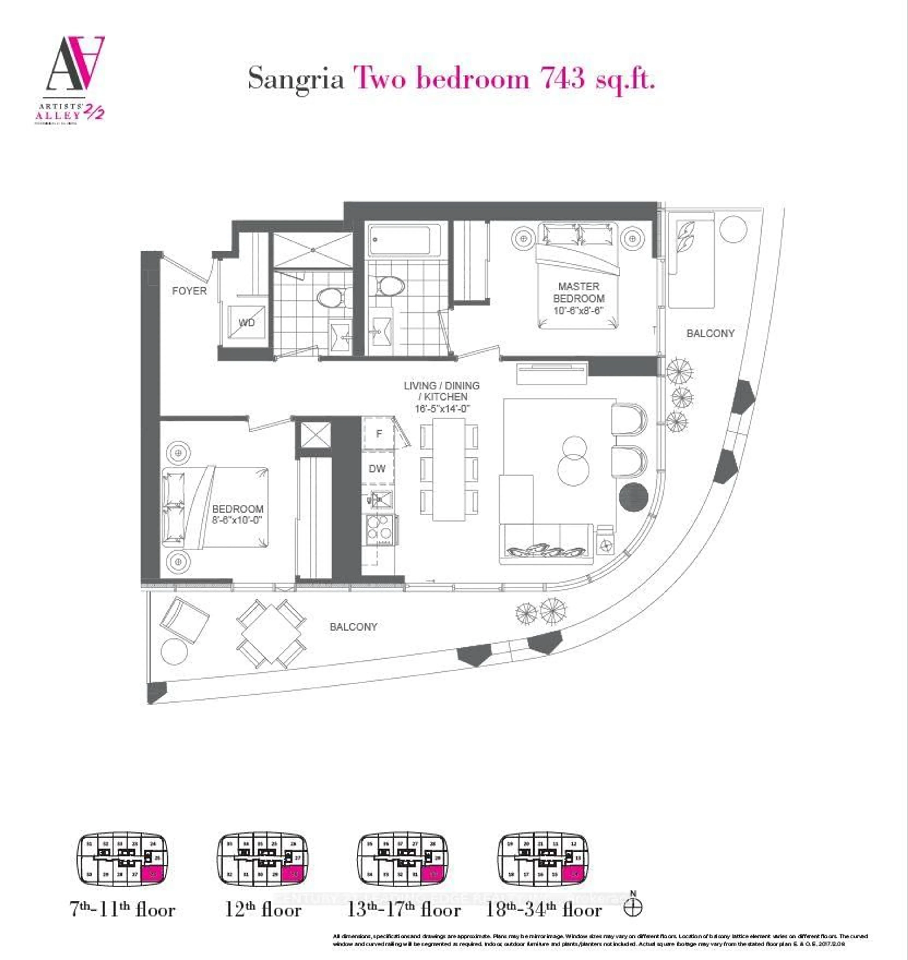 Floor plan for 230 Simcoe St #2214, Toronto Ontario M5T 0G7