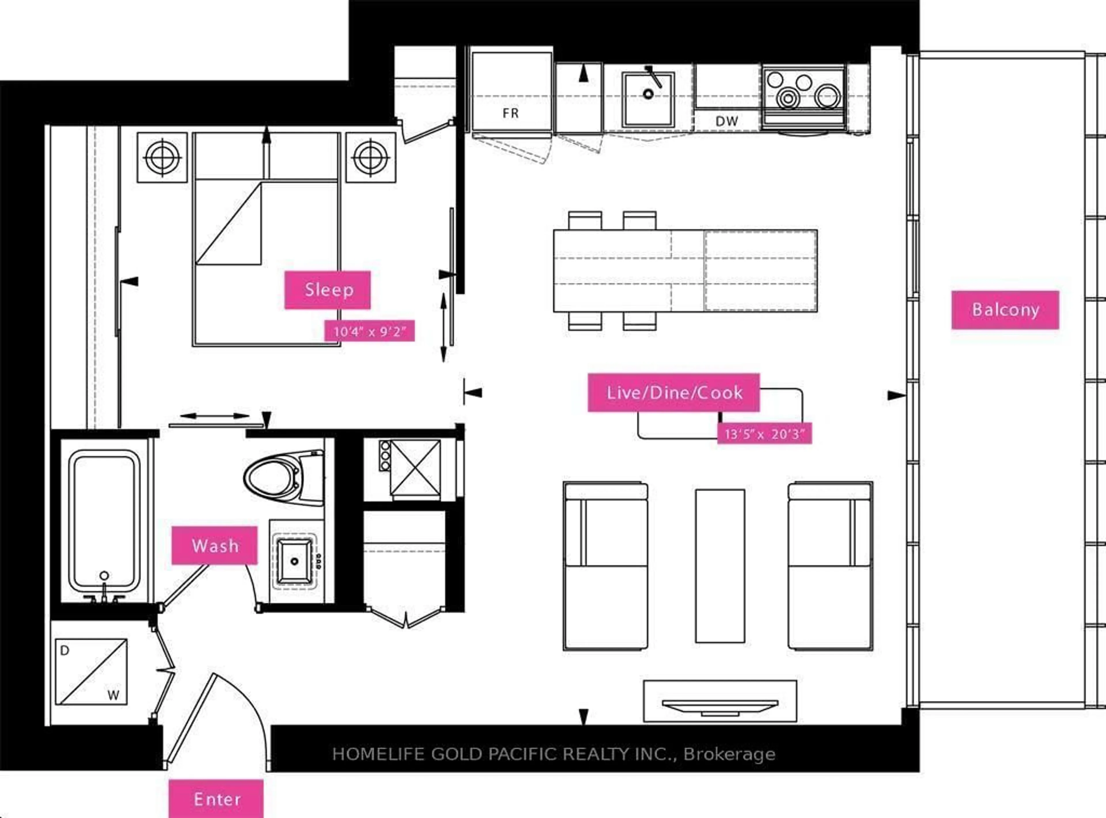 Floor plan for 101 Charles St #1005, Toronto Ontario M4Y 0A9