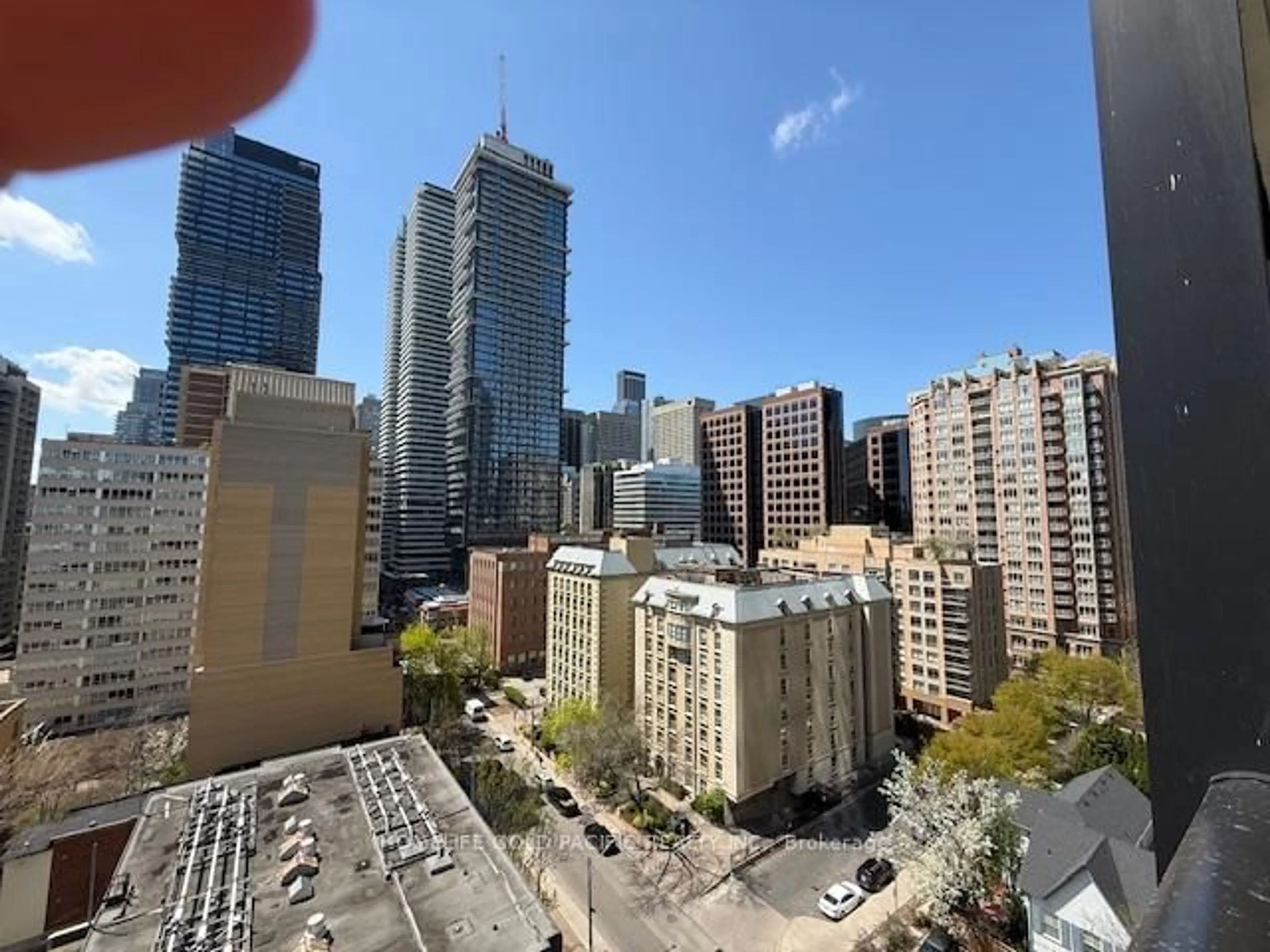 Balcony in the apartment, city buildings view from balcony for 101 Charles St #1005, Toronto Ontario M4Y 0A9
