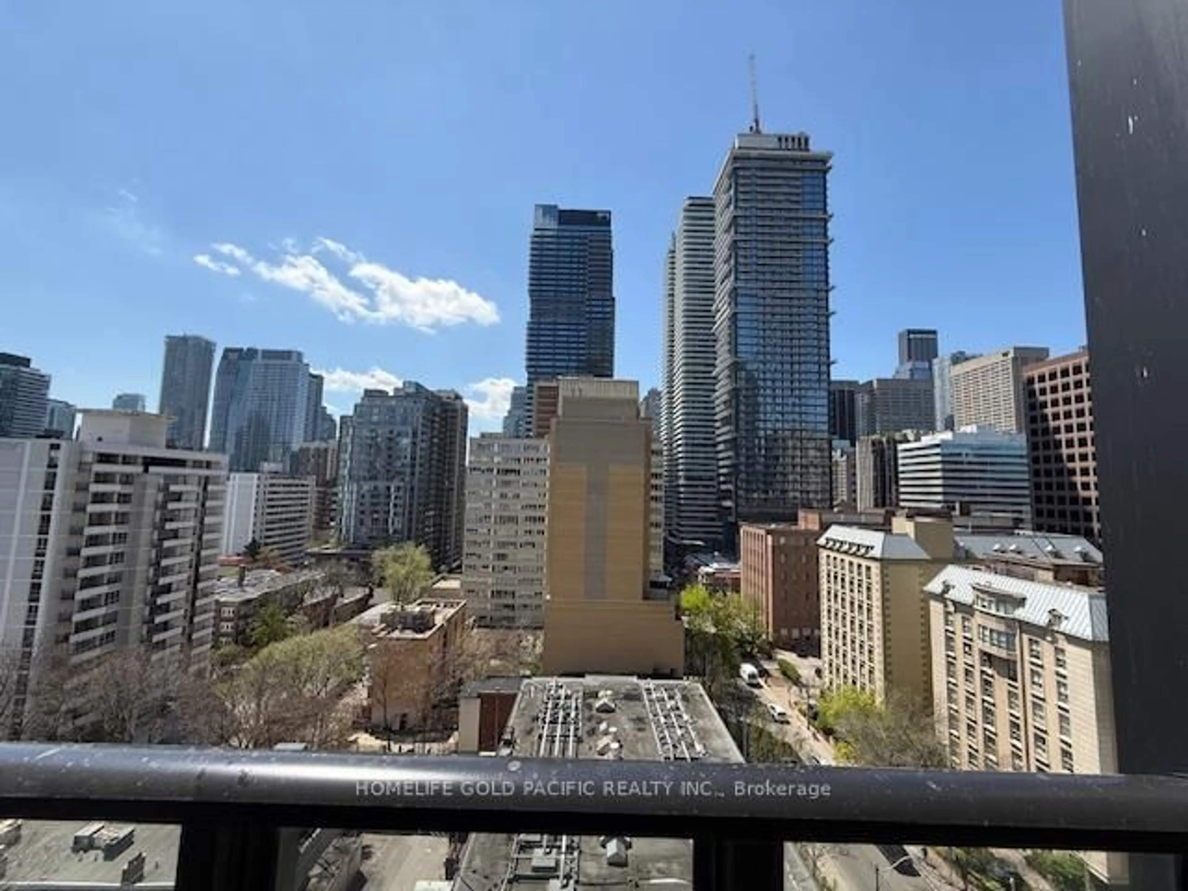 Balcony in the apartment, city buildings view from balcony for 101 Charles St #1005, Toronto Ontario M4Y 0A9