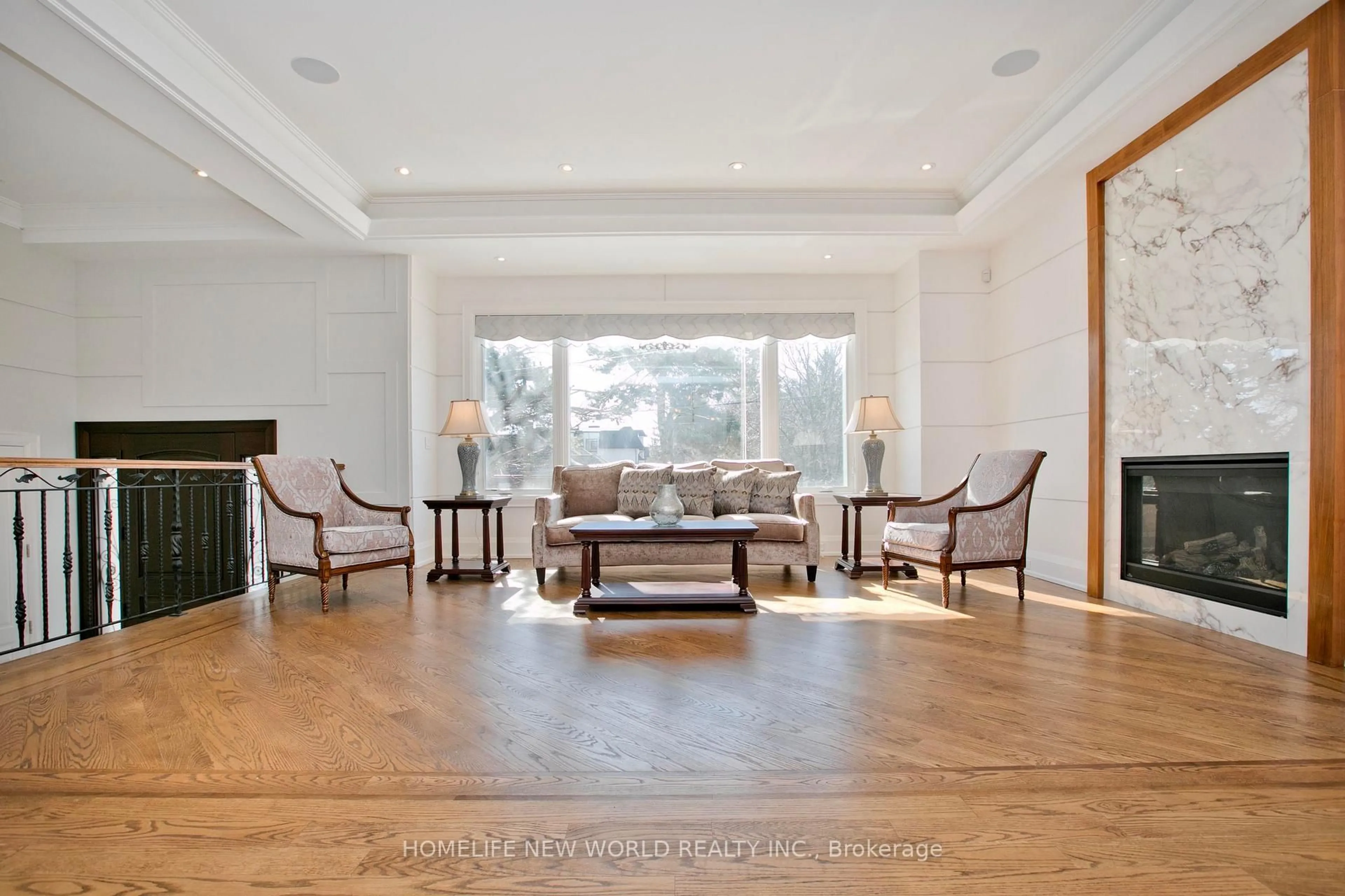 Living room with furniture, wood/laminate floor for 302. Johnston Ave, Toronto Ontario M2N 1H7