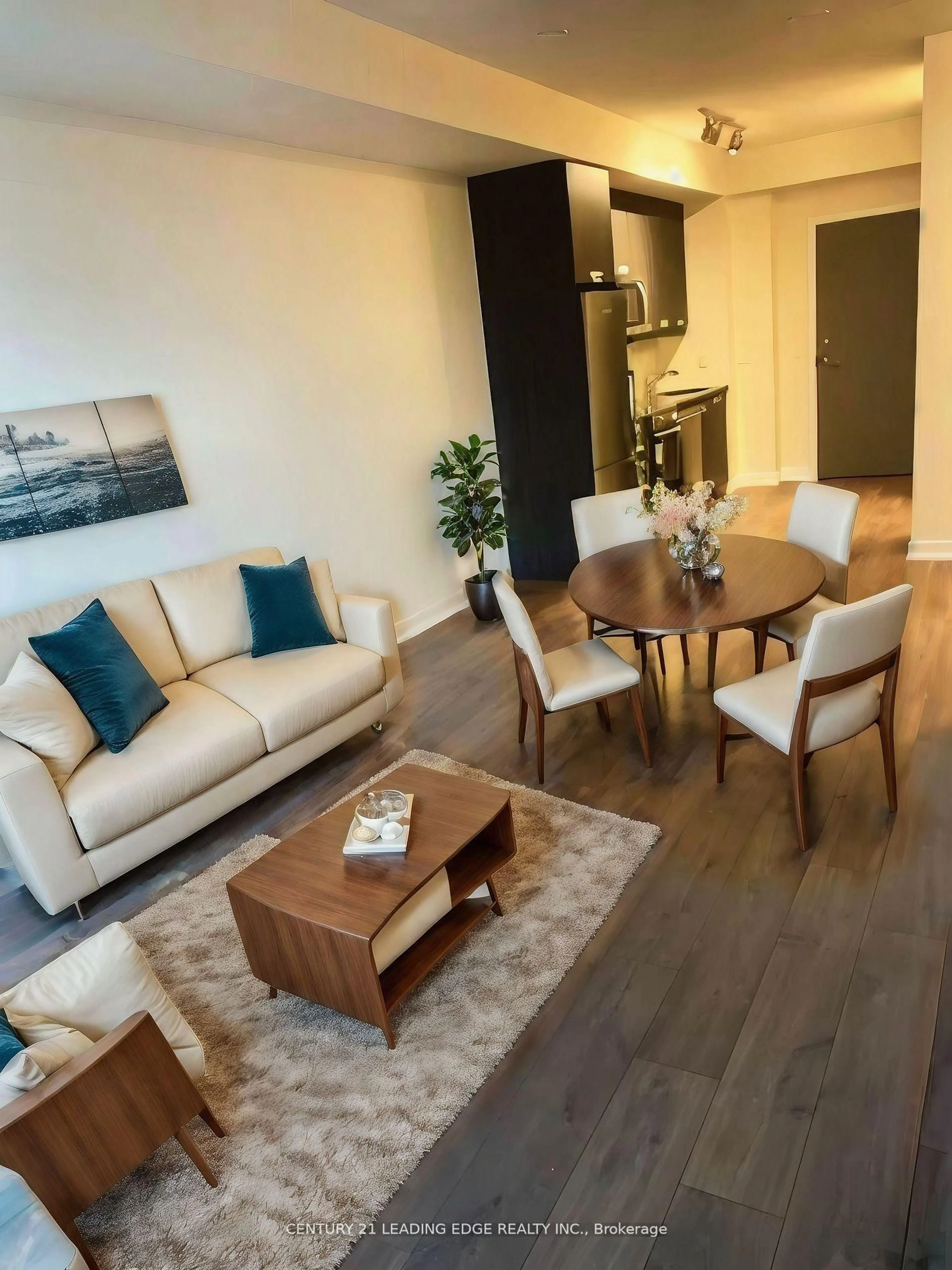 Living room with furniture, wood/laminate floor for 99 John St #1805, Toronto Ontario M5V 0S6