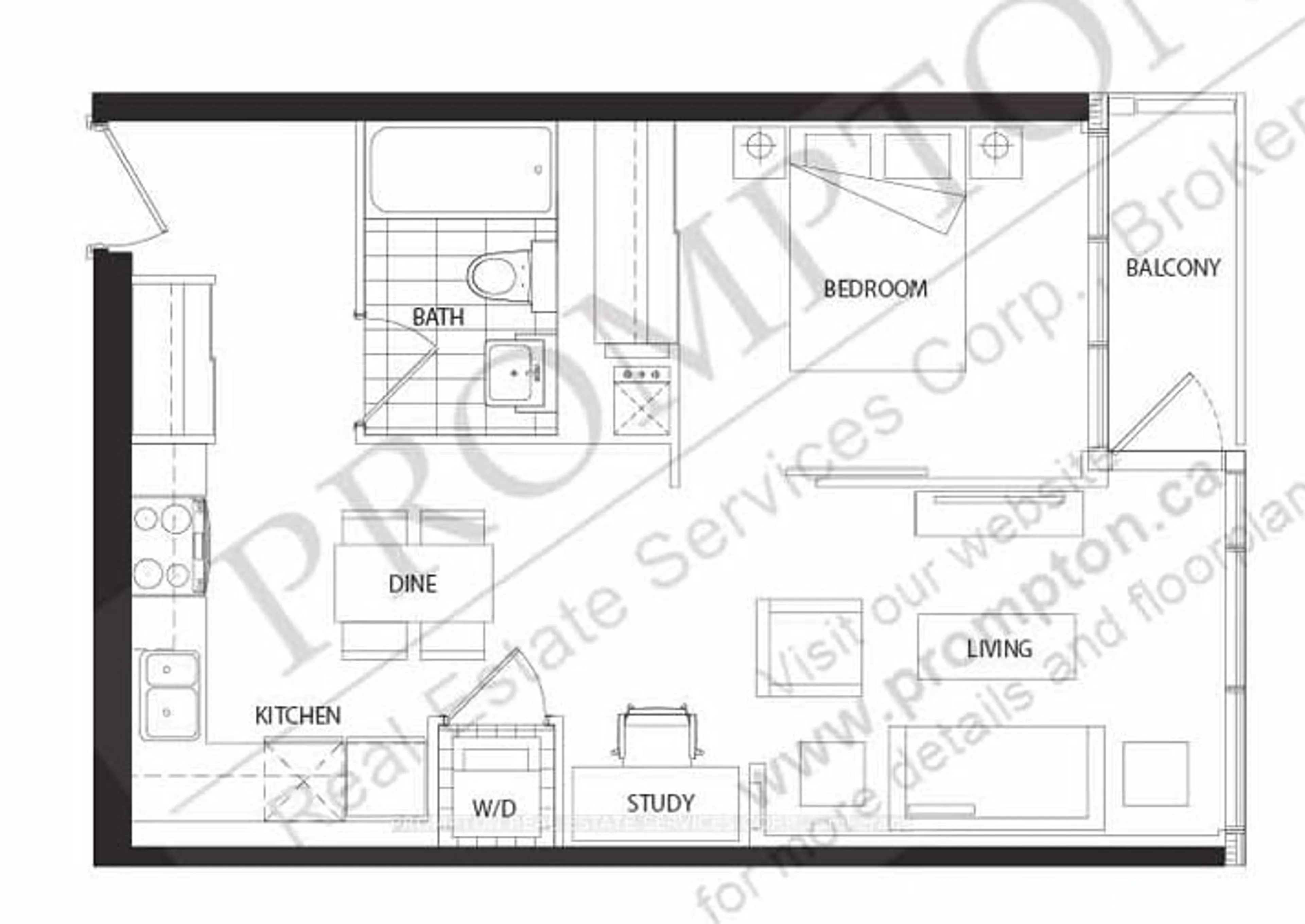 Floor plan for 8 Telegram Mews #205, Toronto Ontario M5V 3Z5