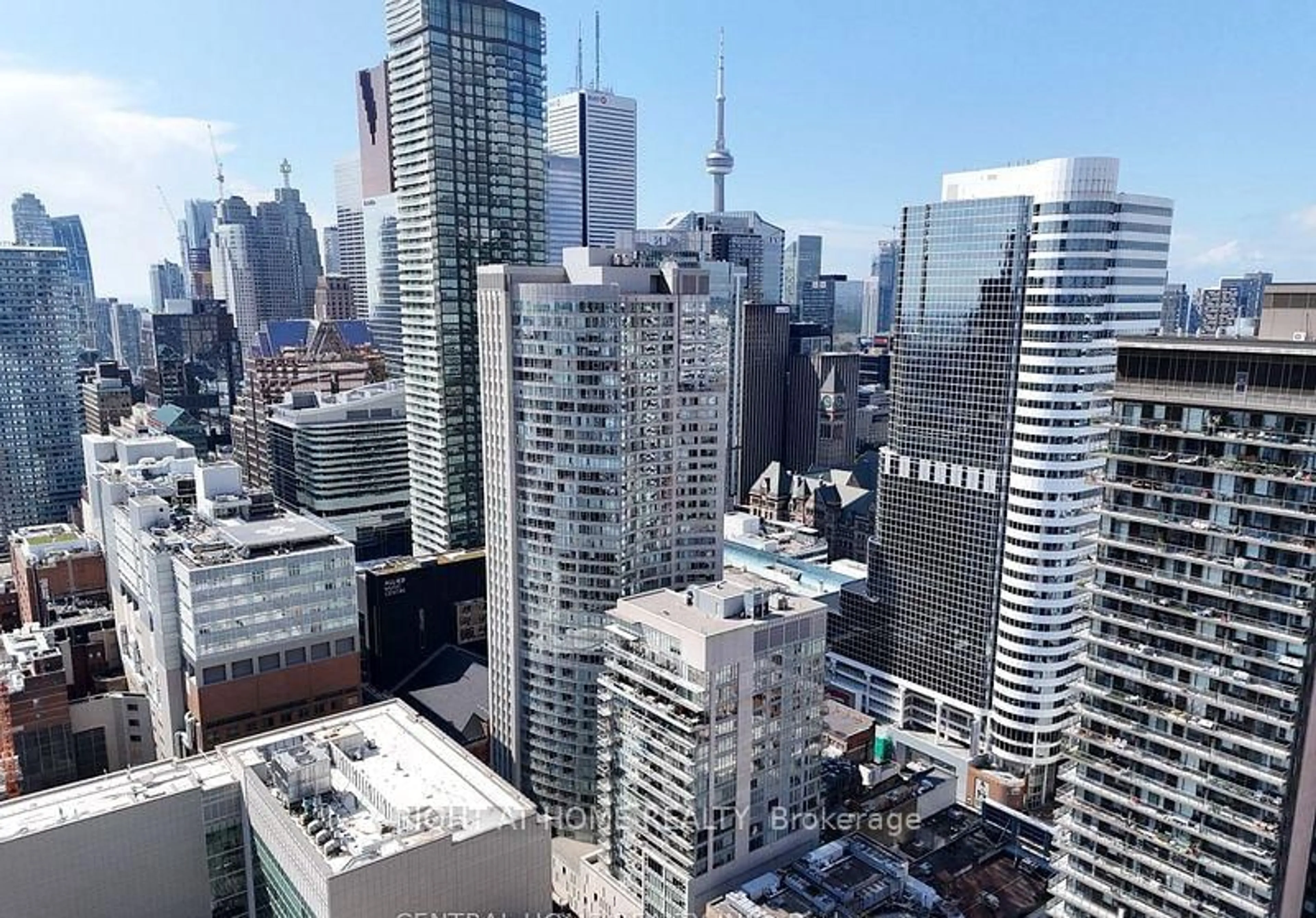 A pic from outside/outdoor area/front of a property/back of a property/a pic from drone, city buildings view from balcony for 210 Victoria St #4309, Toronto Ontario M5V 2R3