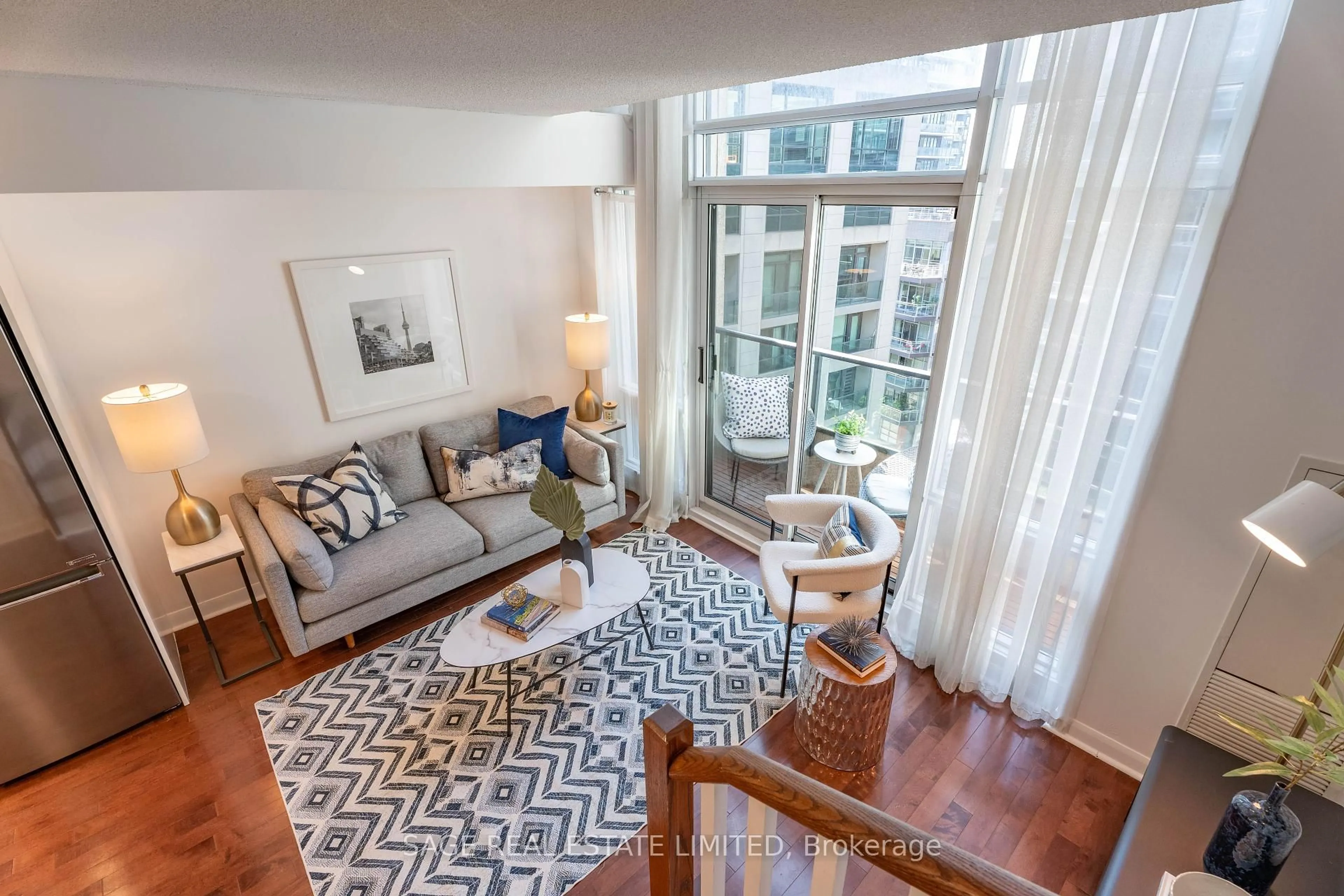 Living room with furniture, unknown for 600 Fleet St #832, Toronto Ontario M5V 1B7