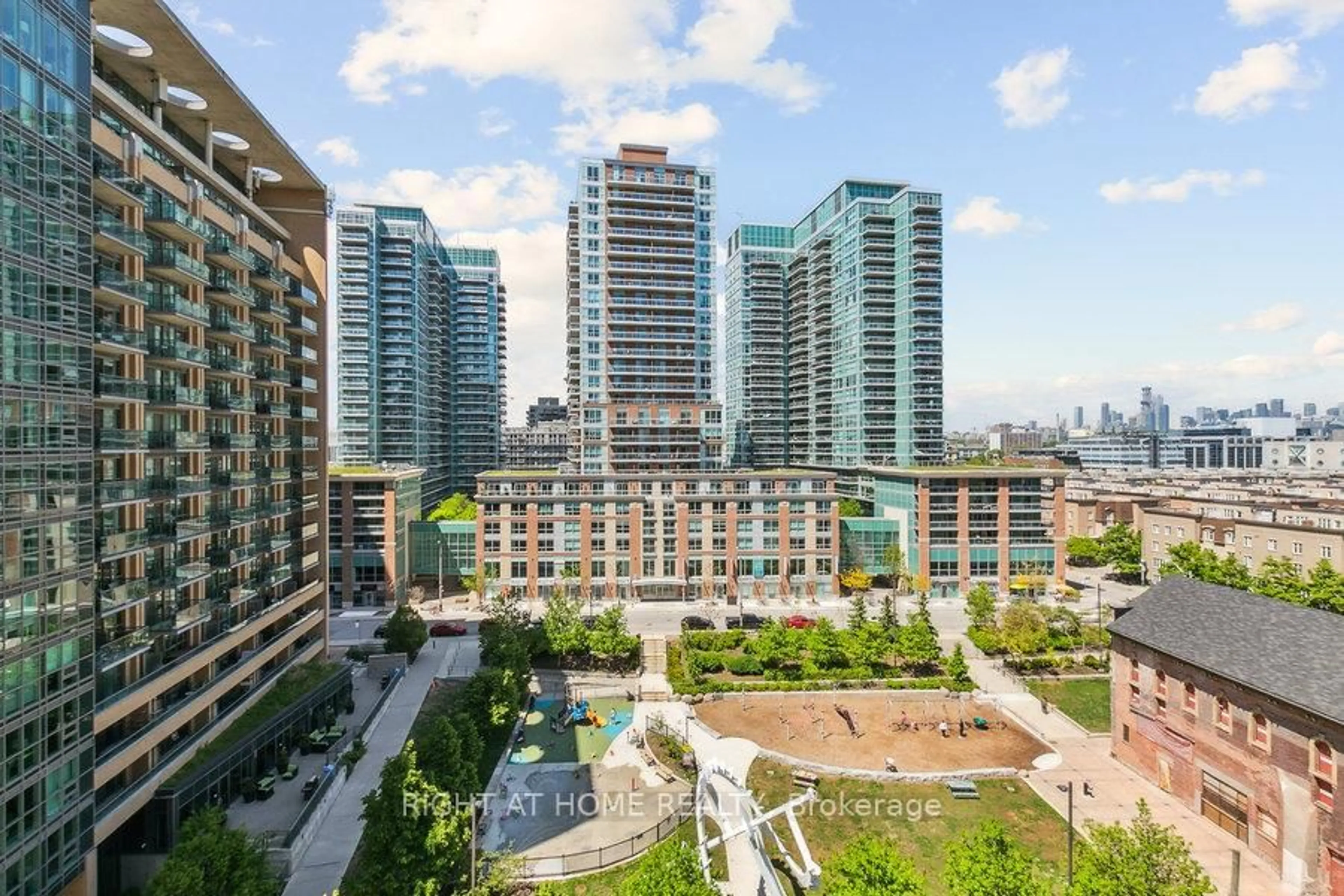 A pic from outside/outdoor area/front of a property/back of a property/a pic from drone, city buildings view from balcony for 75 East Liberty St #1015, Toronto Ontario M6K 0A2