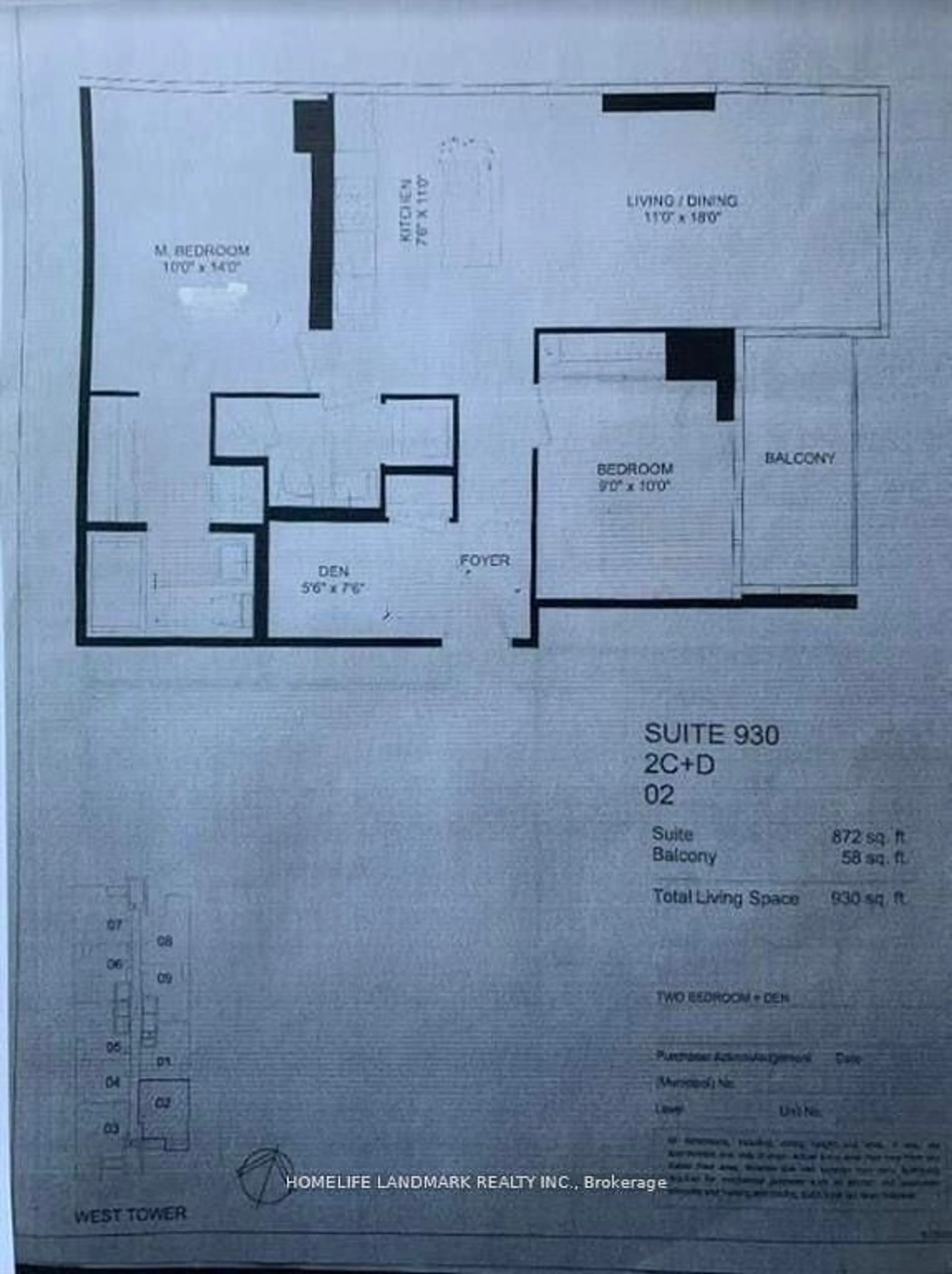 Floor plan for 11 Bogert Ave #2802, Toronto Ontario M2N 0H4