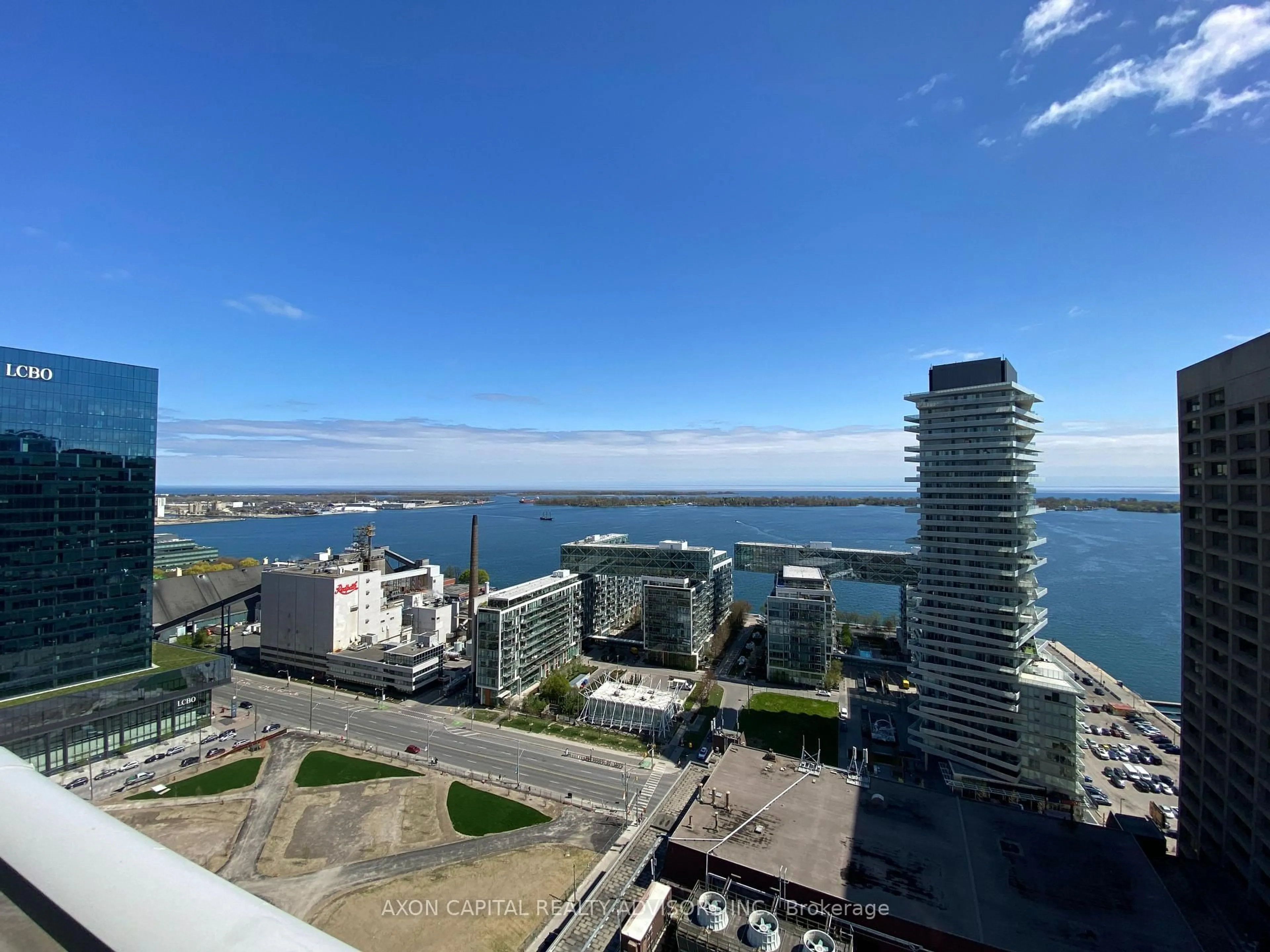 A pic from outside/outdoor area/front of a property/back of a property/a pic from drone, city buildings view from balcony for 28 Freeland St #2501, Toronto Ontario M5E 0E3