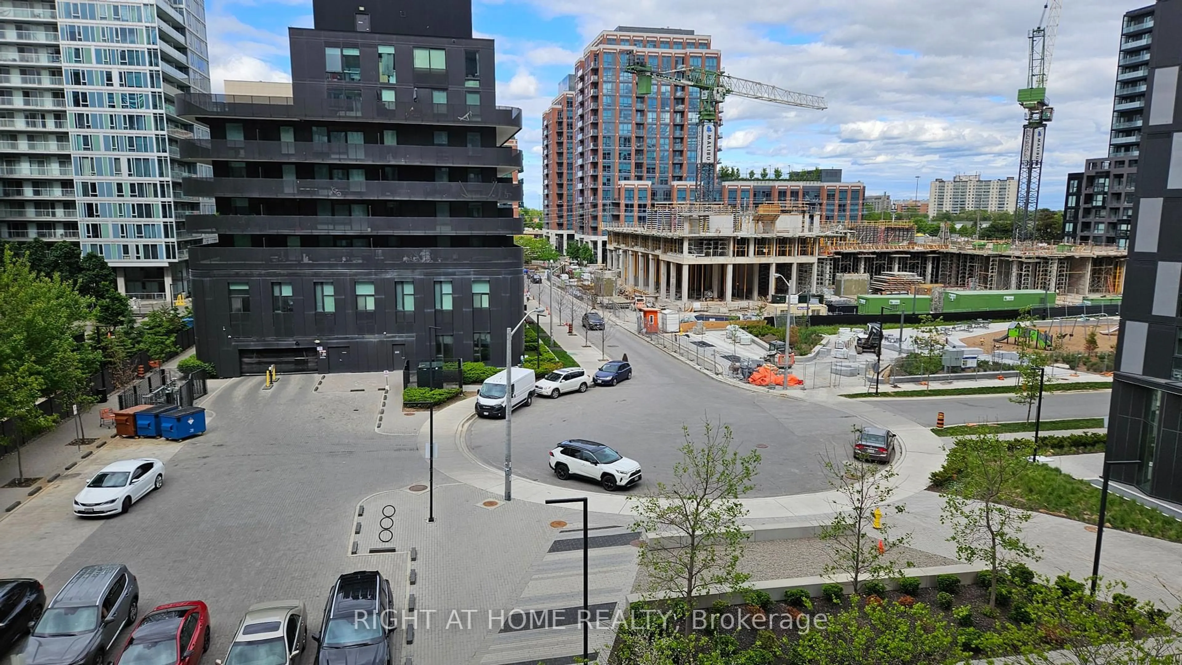 A pic from outside/outdoor area/front of a property/back of a property/a pic from drone, city buildings view from balcony for 38 Monte Kwinter Crt #507, Toronto Ontario M3H 0E2