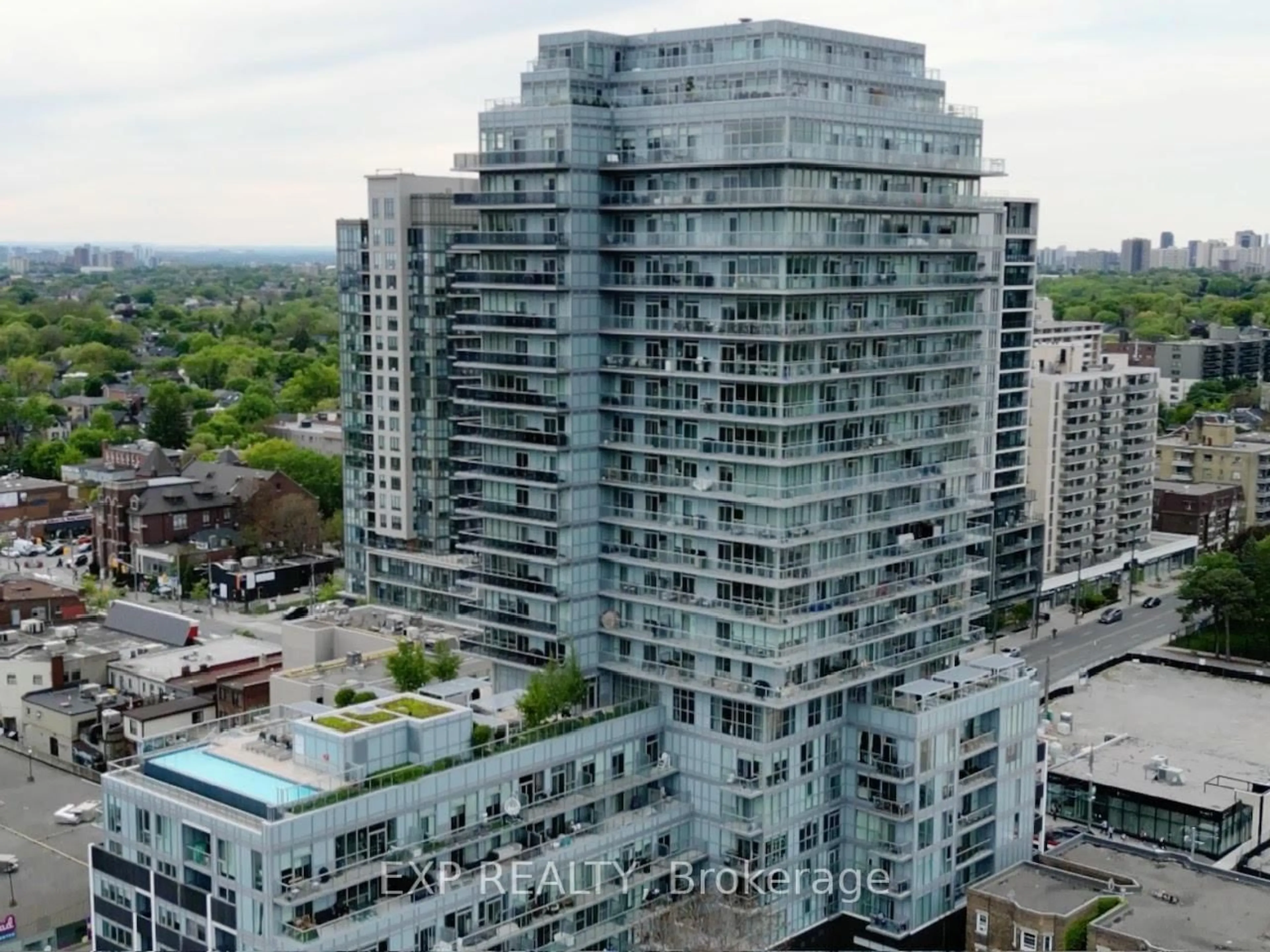A pic from outside/outdoor area/front of a property/back of a property/a pic from drone, city buildings view from balcony for 501 St Clair Ave #312, Toronto Ontario M5P 0A2