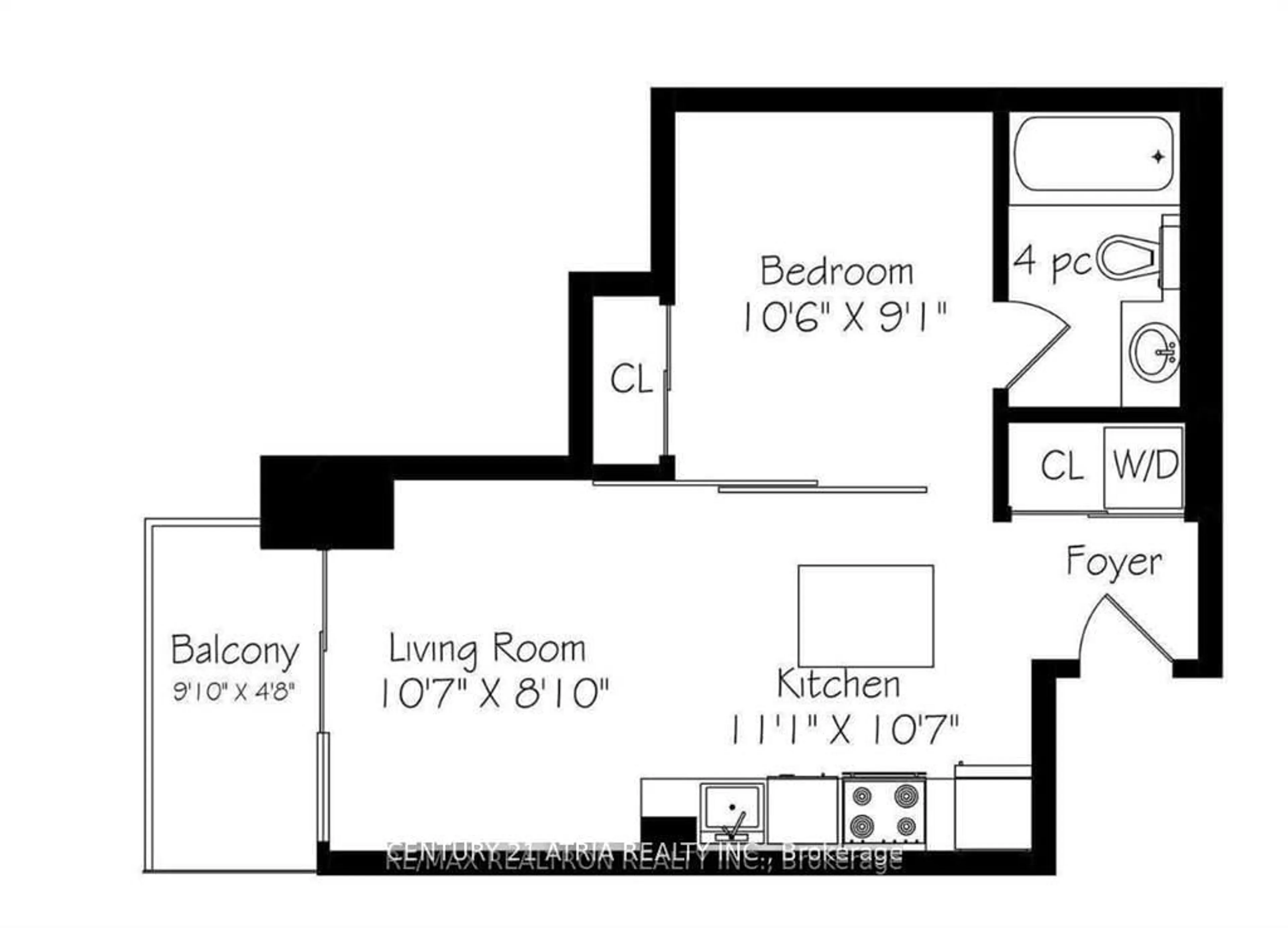 Floor plan for 1 Scott St #1305, Toronto Ontario M5E 1A1