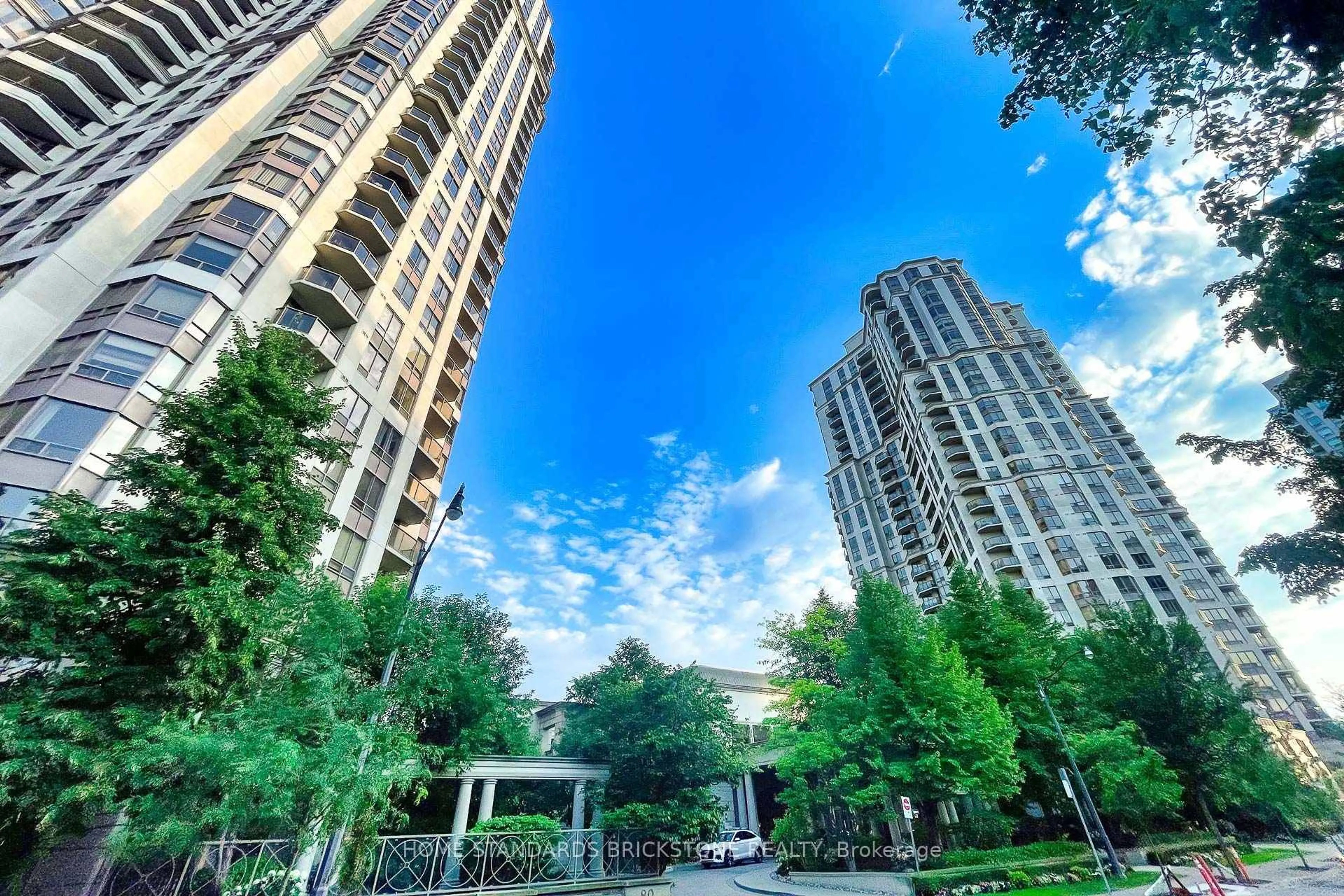 Patio, city buildings view from balcony for 78 Harrison Garden Blvd #1701, Toronto Ontario M2N 7E2