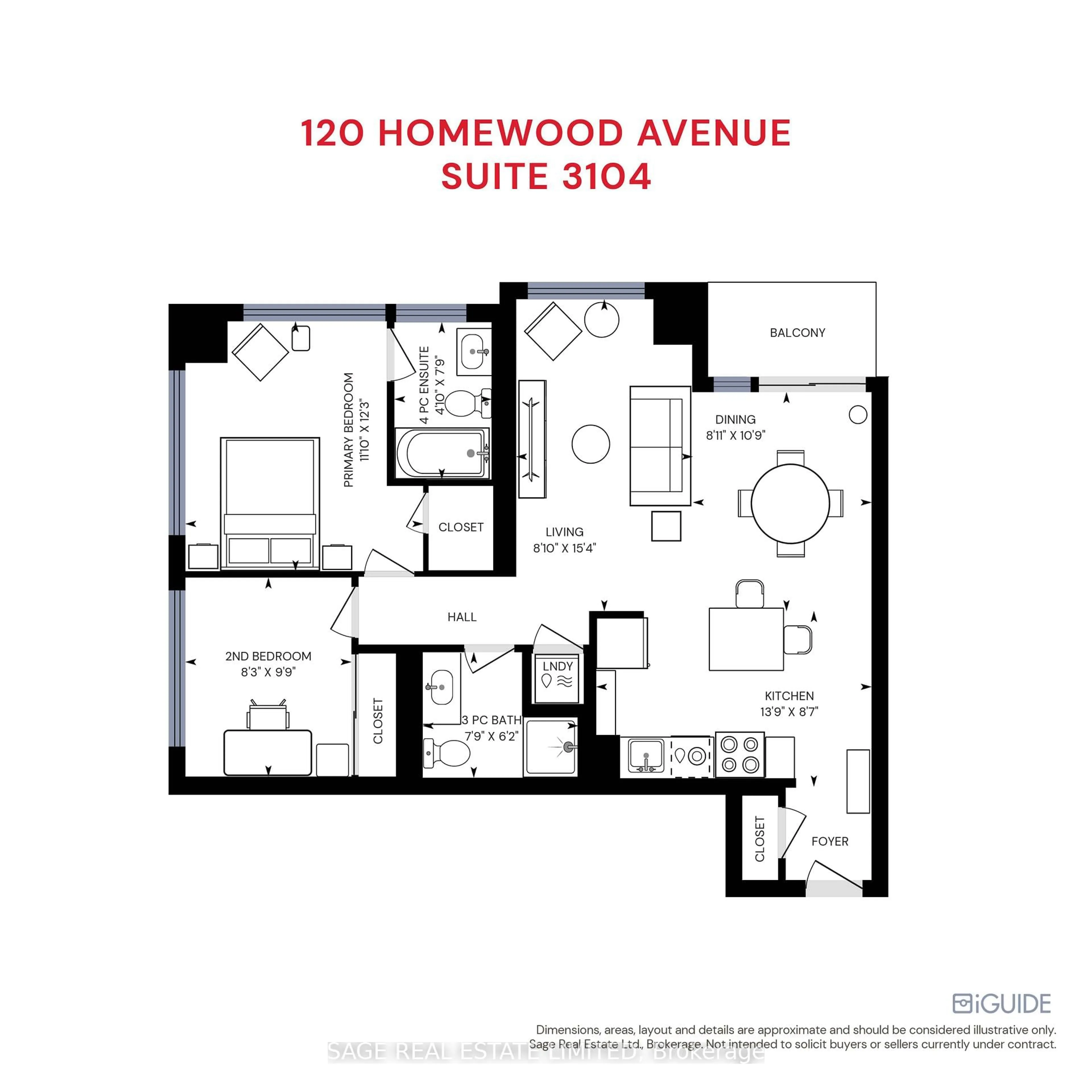 Floor plan for 120 Homewood Ave #3104, Toronto Ontario M4Y 2J3