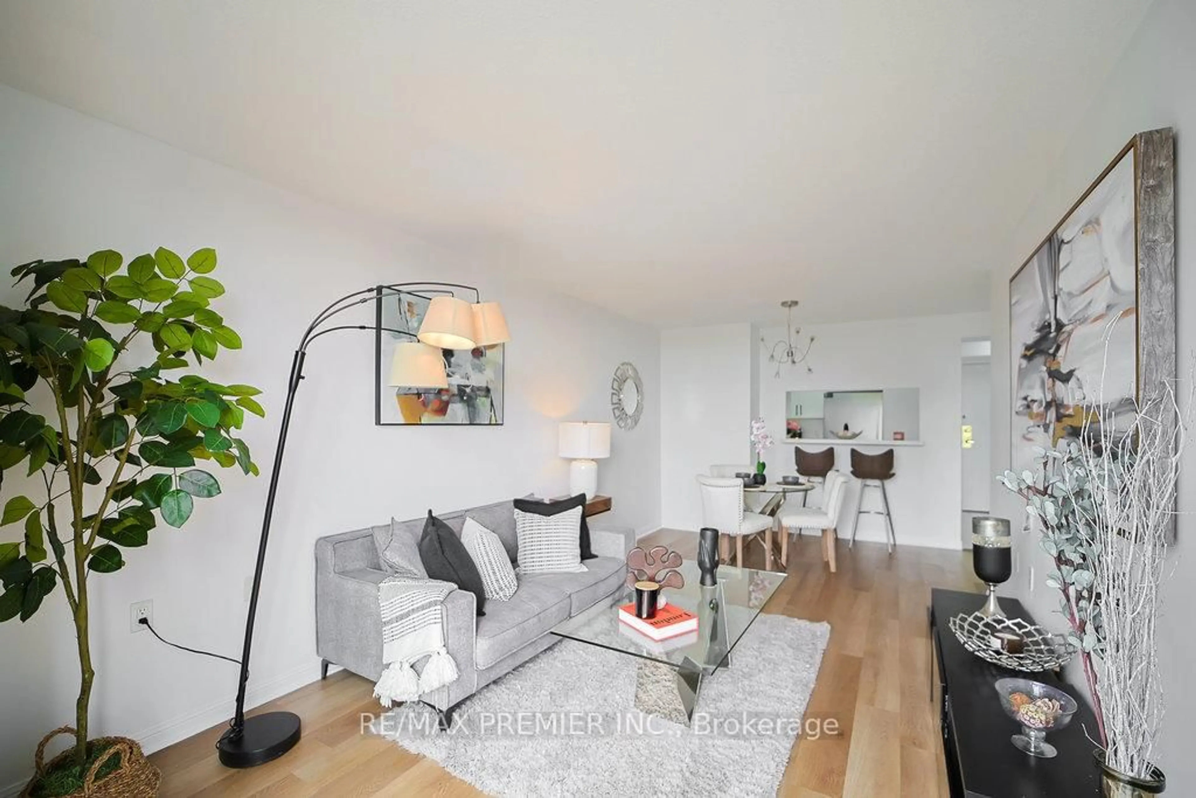 Living room with furniture, wood/laminate floor for 650 Lawrence Ave #639, Toronto Ontario M6A 3E8