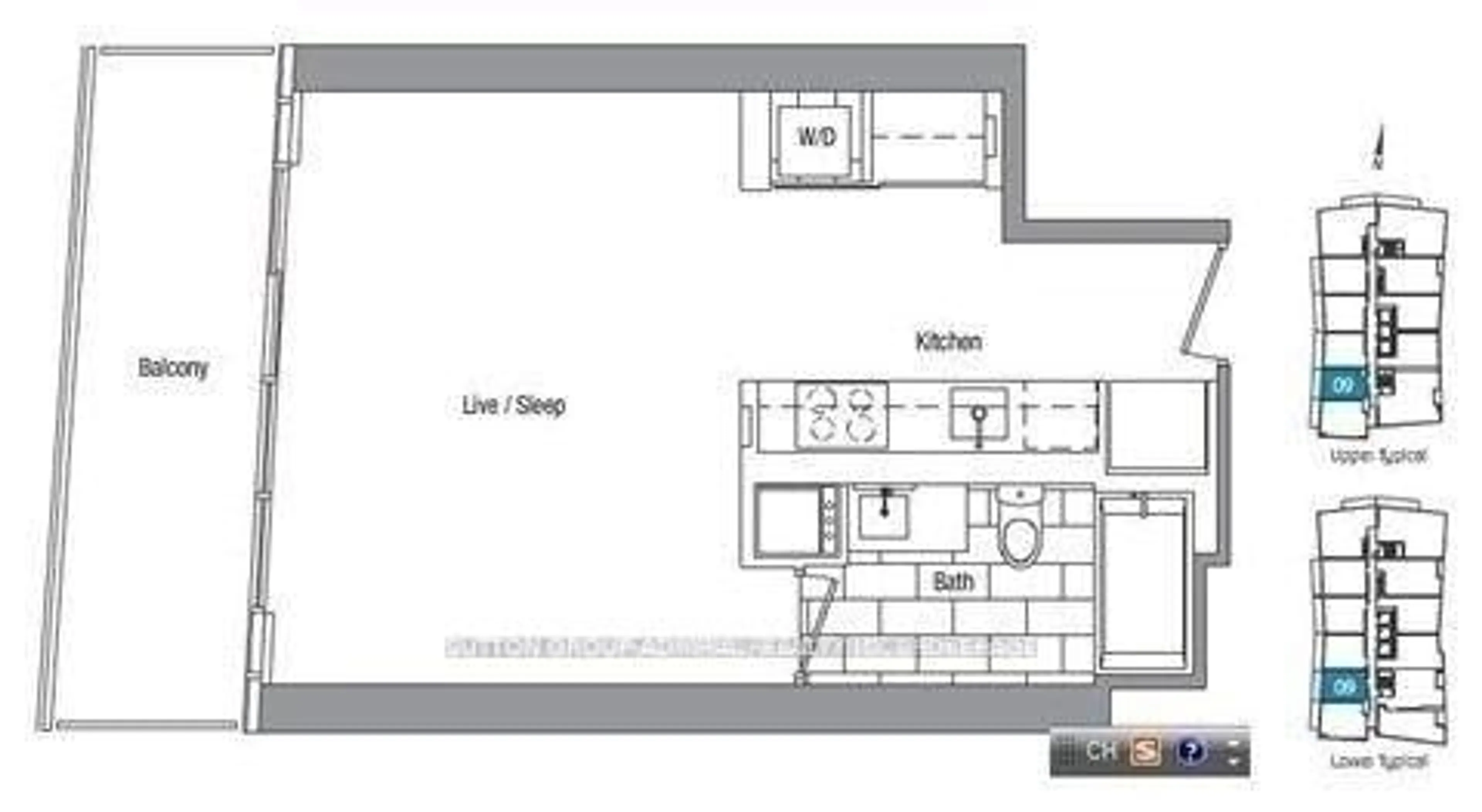 Floor plan for 75 Queens Wharf Rd #1709, Toronto Ontario M5V 0J8