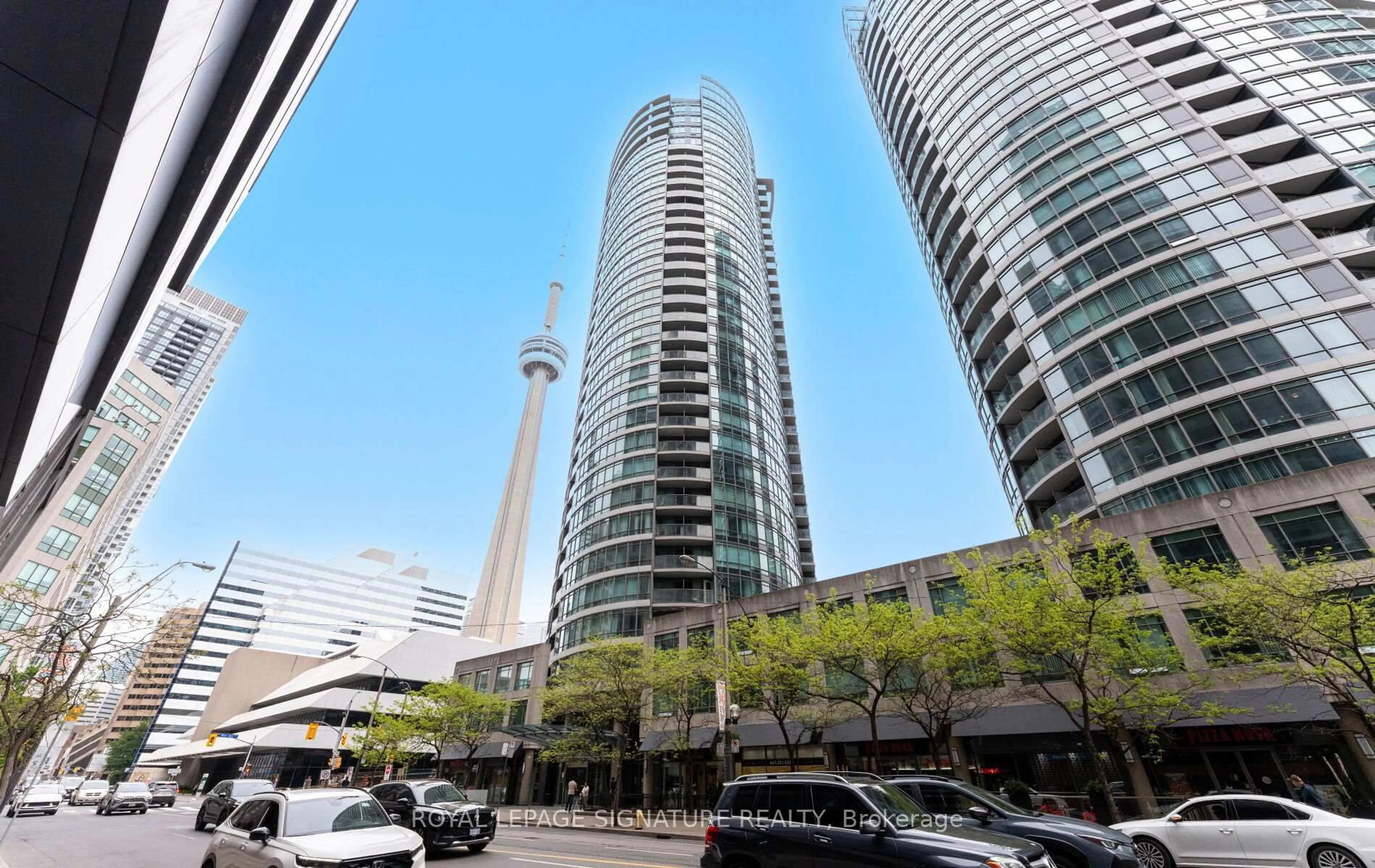 Patio, city buildings view from balcony for 361 Front St #1201, Toronto Ontario M5V 3R5