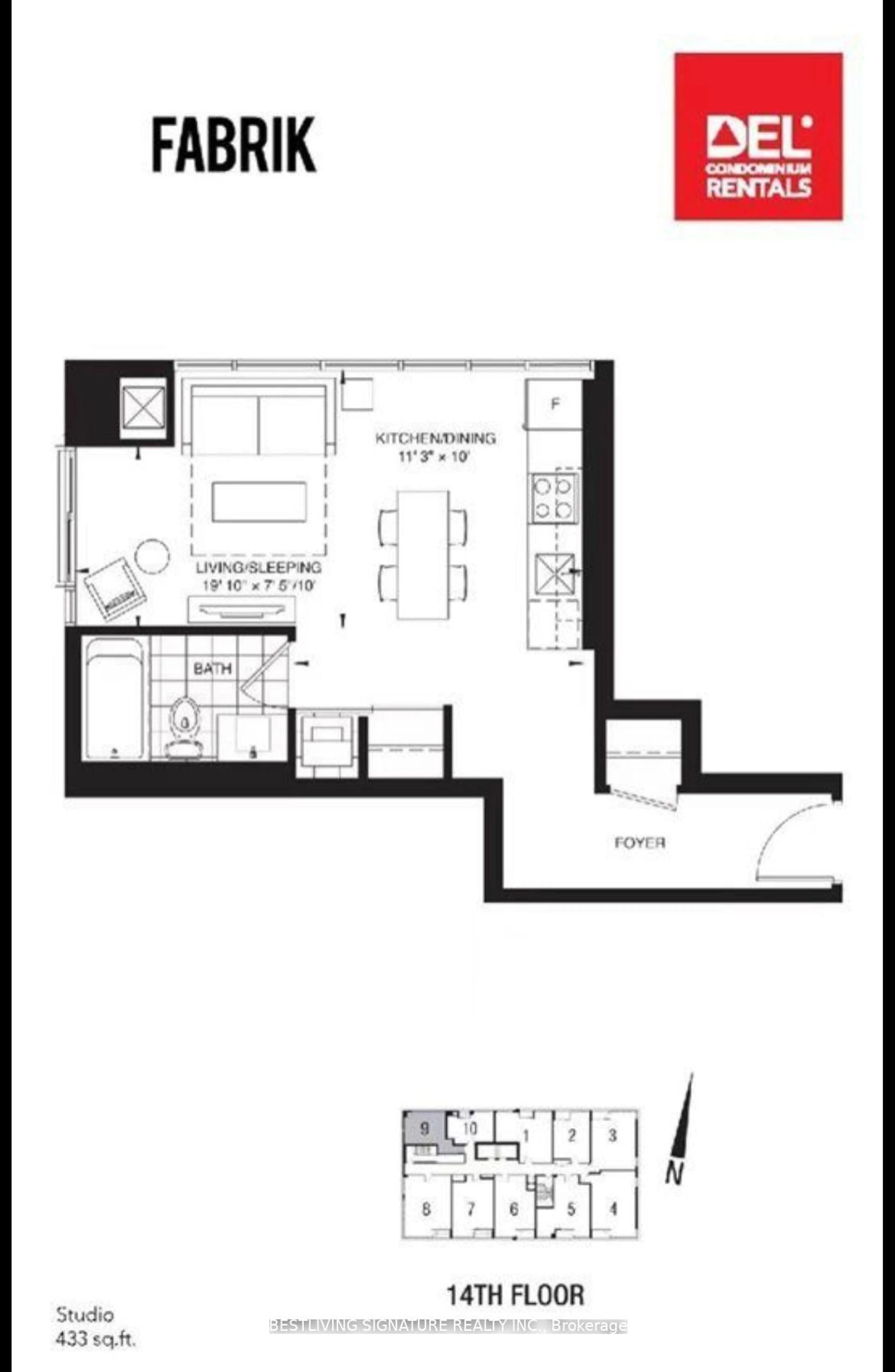 Floor plan for 435 Richmond St #1409, Toronto Ontario M5V 0N3