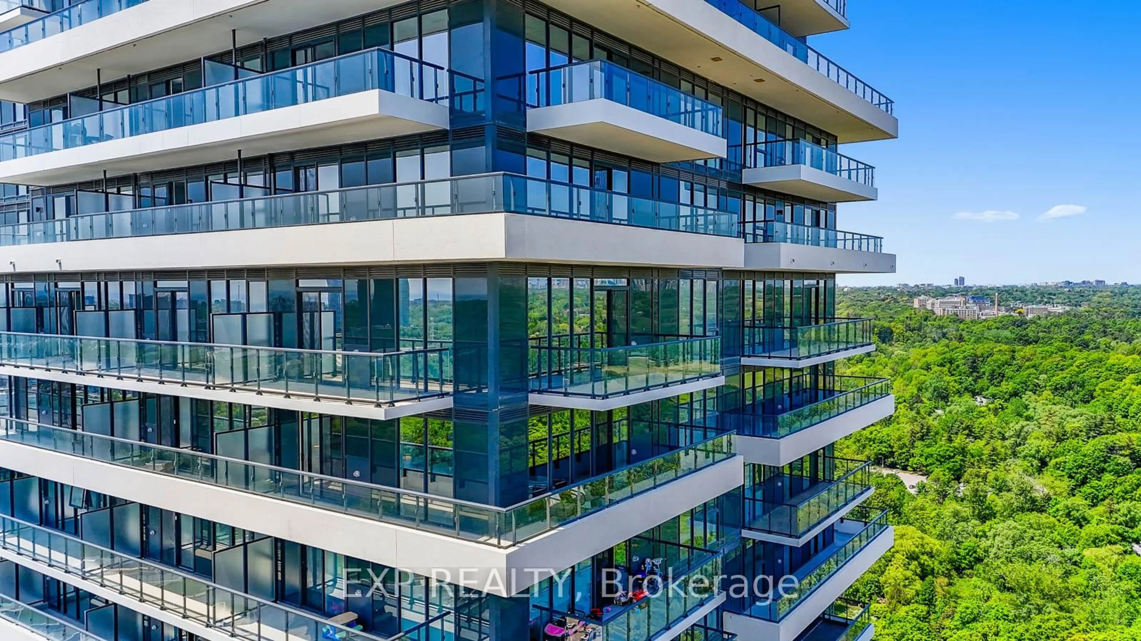 A pic from outside/outdoor area/front of a property/back of a property/a pic from drone, city buildings view from balcony for 10 Inn On The Park Dr #2404, Toronto Ontario M3C 0P9