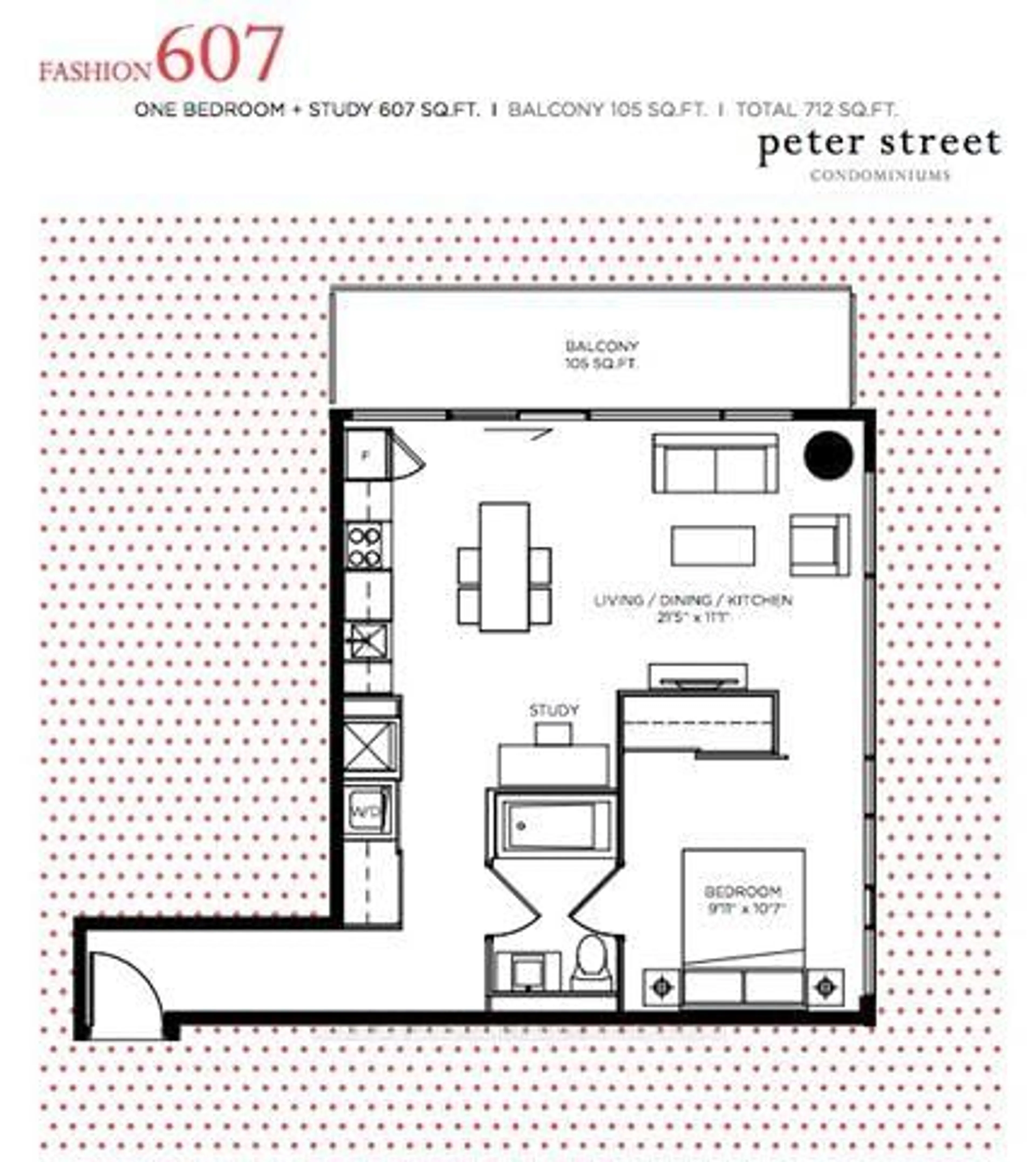 Floor plan for 101 Peter St #2003, Toronto Ontario M5V 0G6