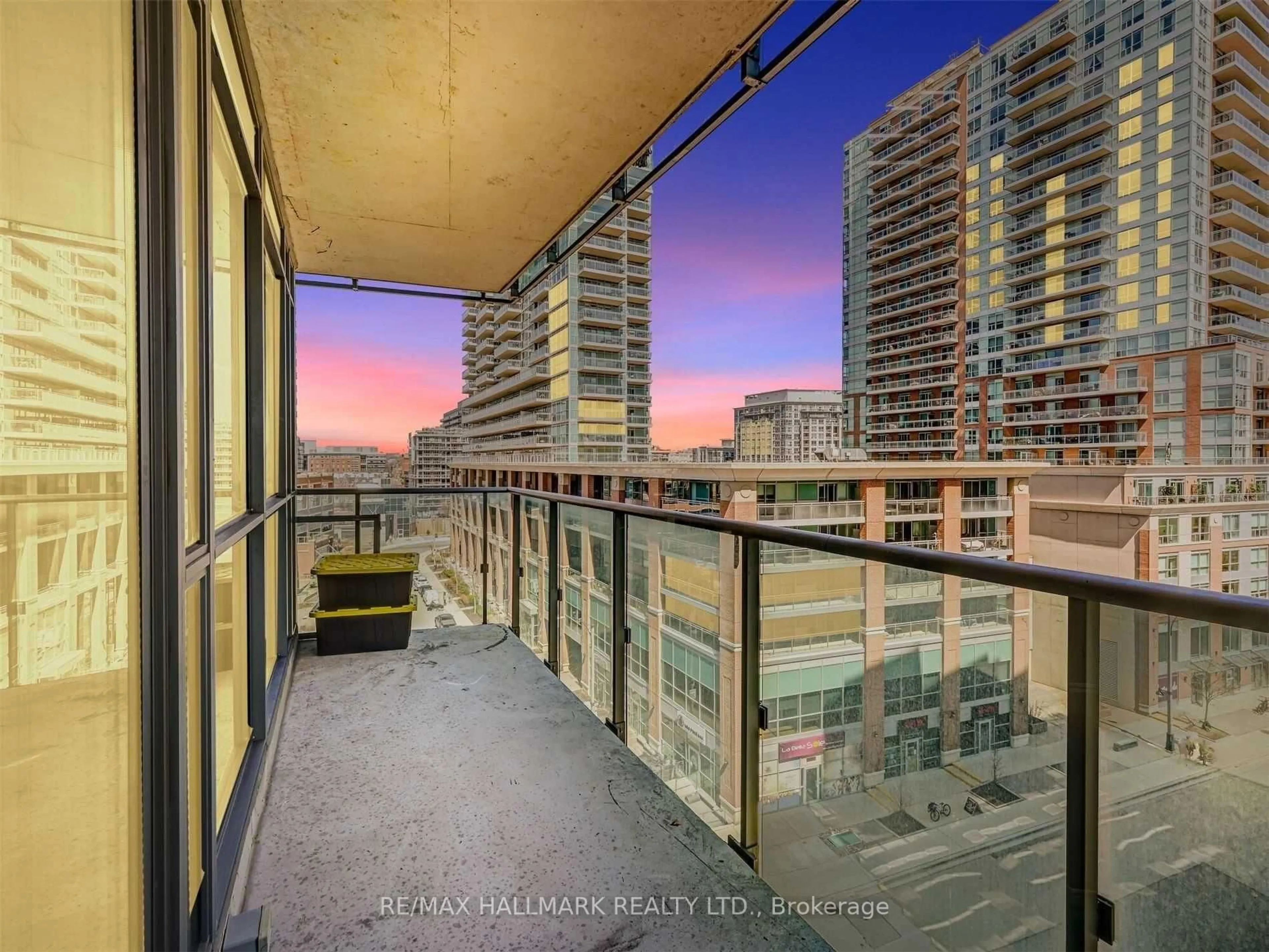 Balcony in the apartment, city buildings view from balcony for 150 East Liberty St #704, Toronto Ontario M6K 3R5