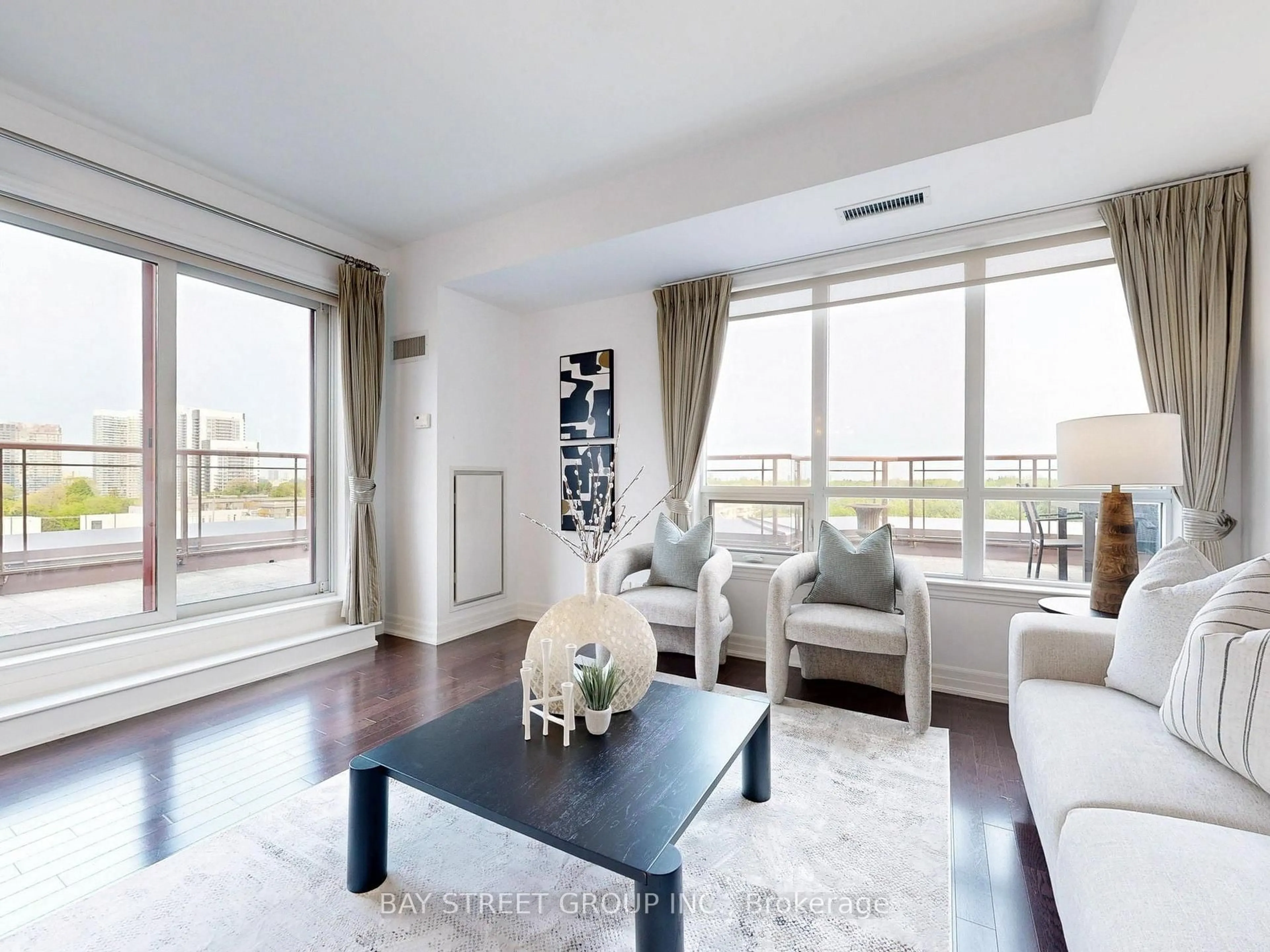 Living room with furniture, unknown for 23 Rean Dr #705, Toronto Ontario M2K 0A5