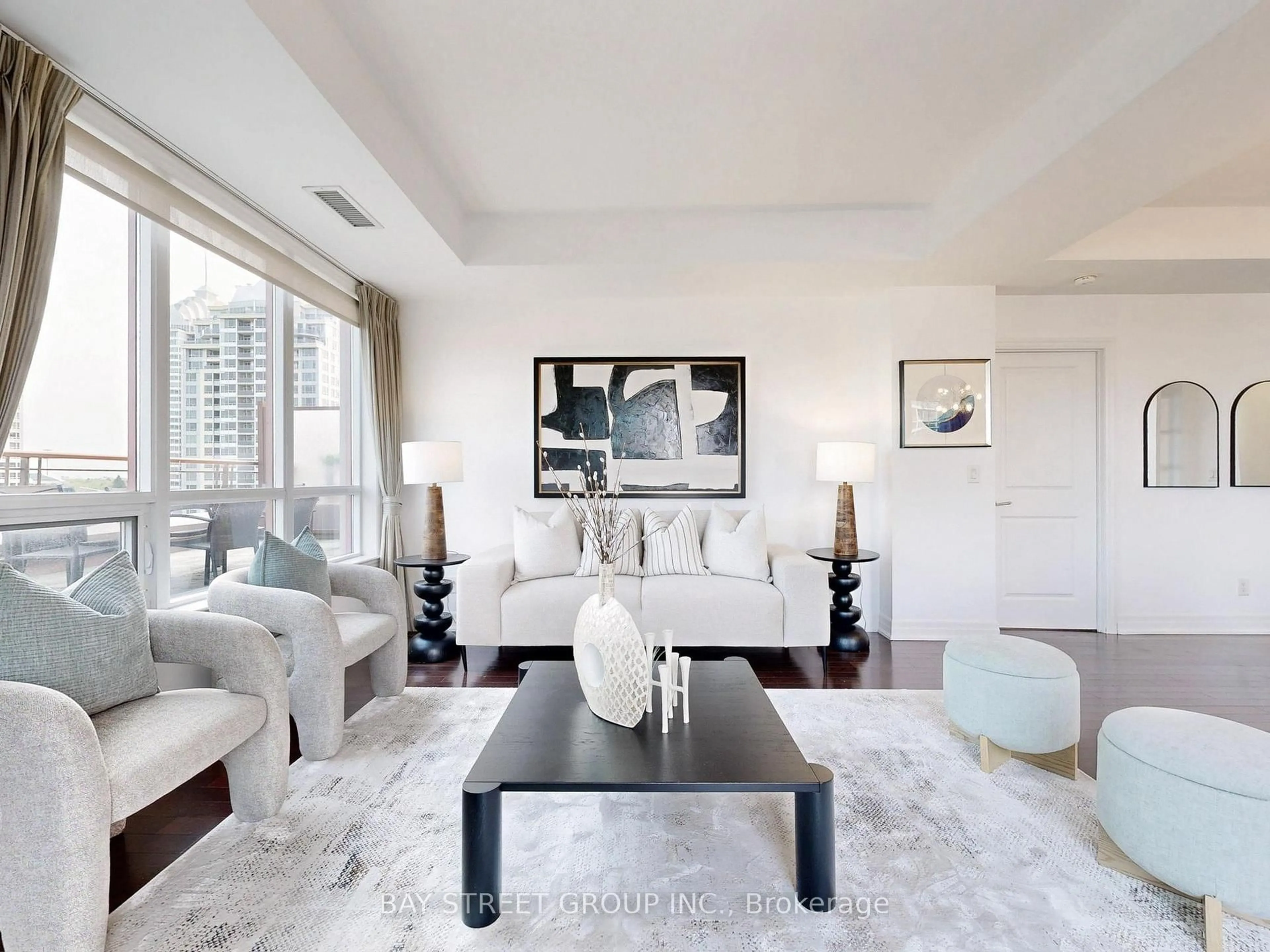 Living room with furniture, unknown for 23 Rean Dr #705, Toronto Ontario M2K 0A5