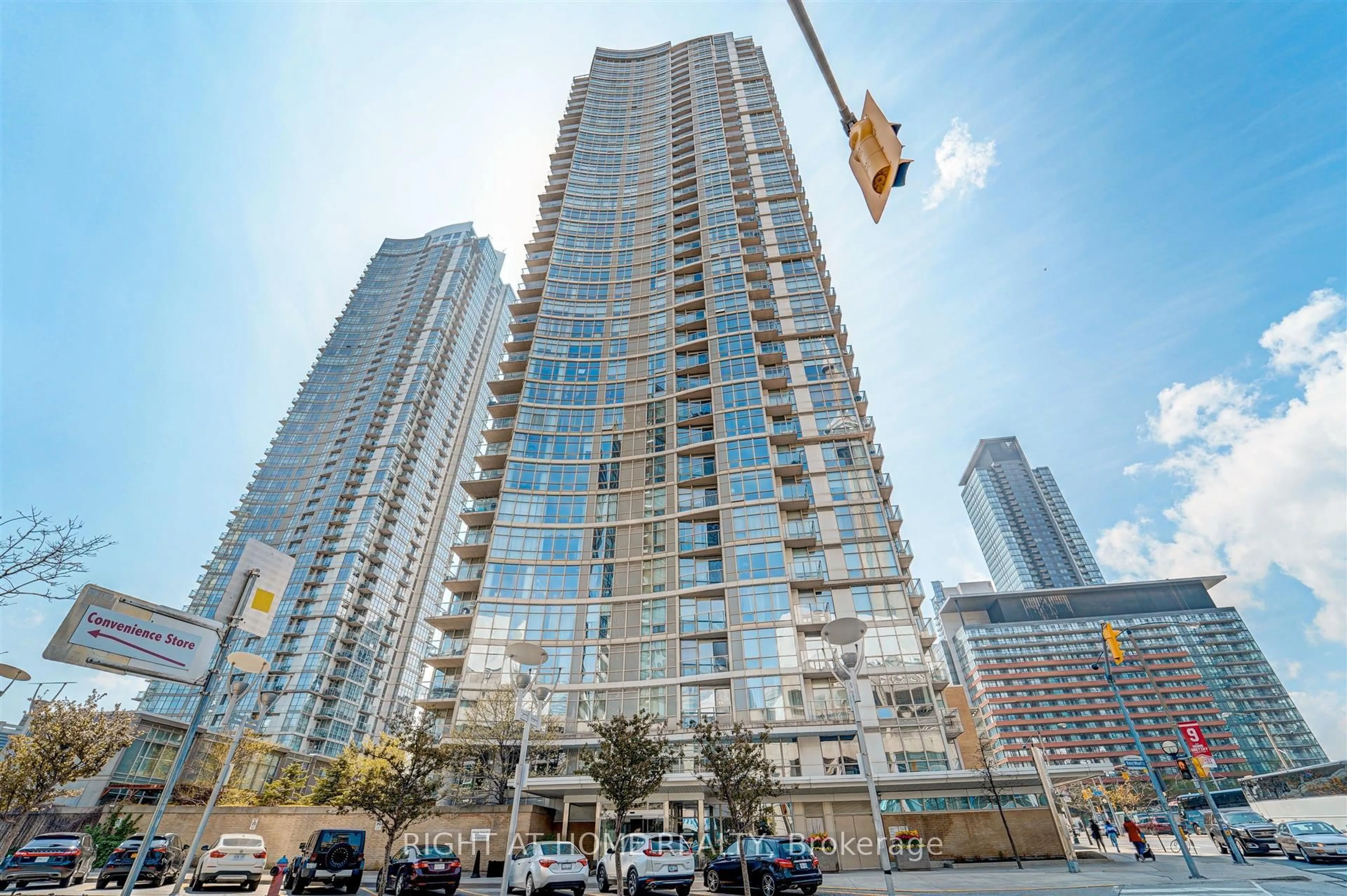 Patio, city buildings view from balcony for 10 Navy Wharf Crt #2001, Toronto Ontario M5V 3V2