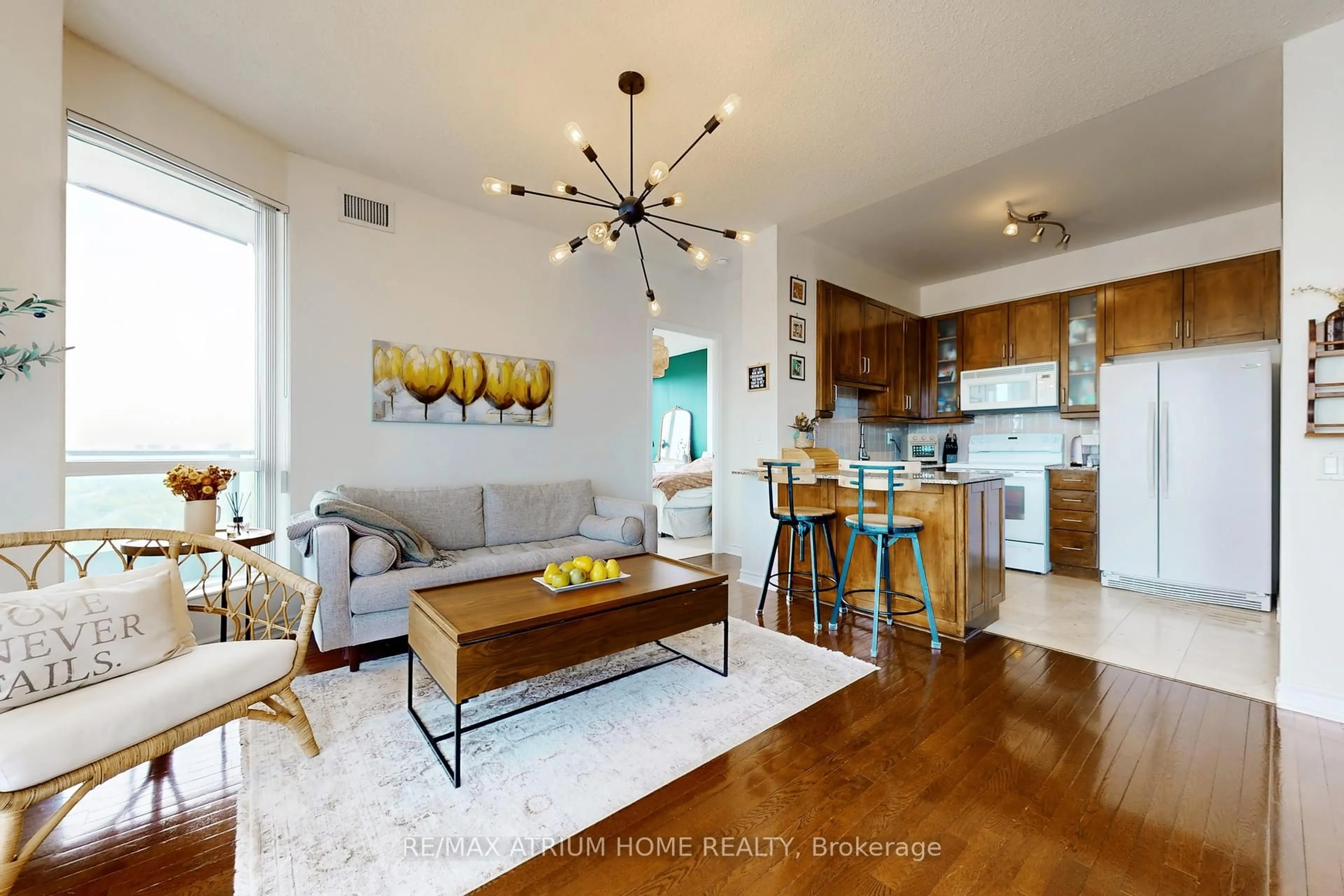 Open concept kitchen, wood/laminate floor for 60 Byng Ave #2305, Toronto Ontario M2N 3K3