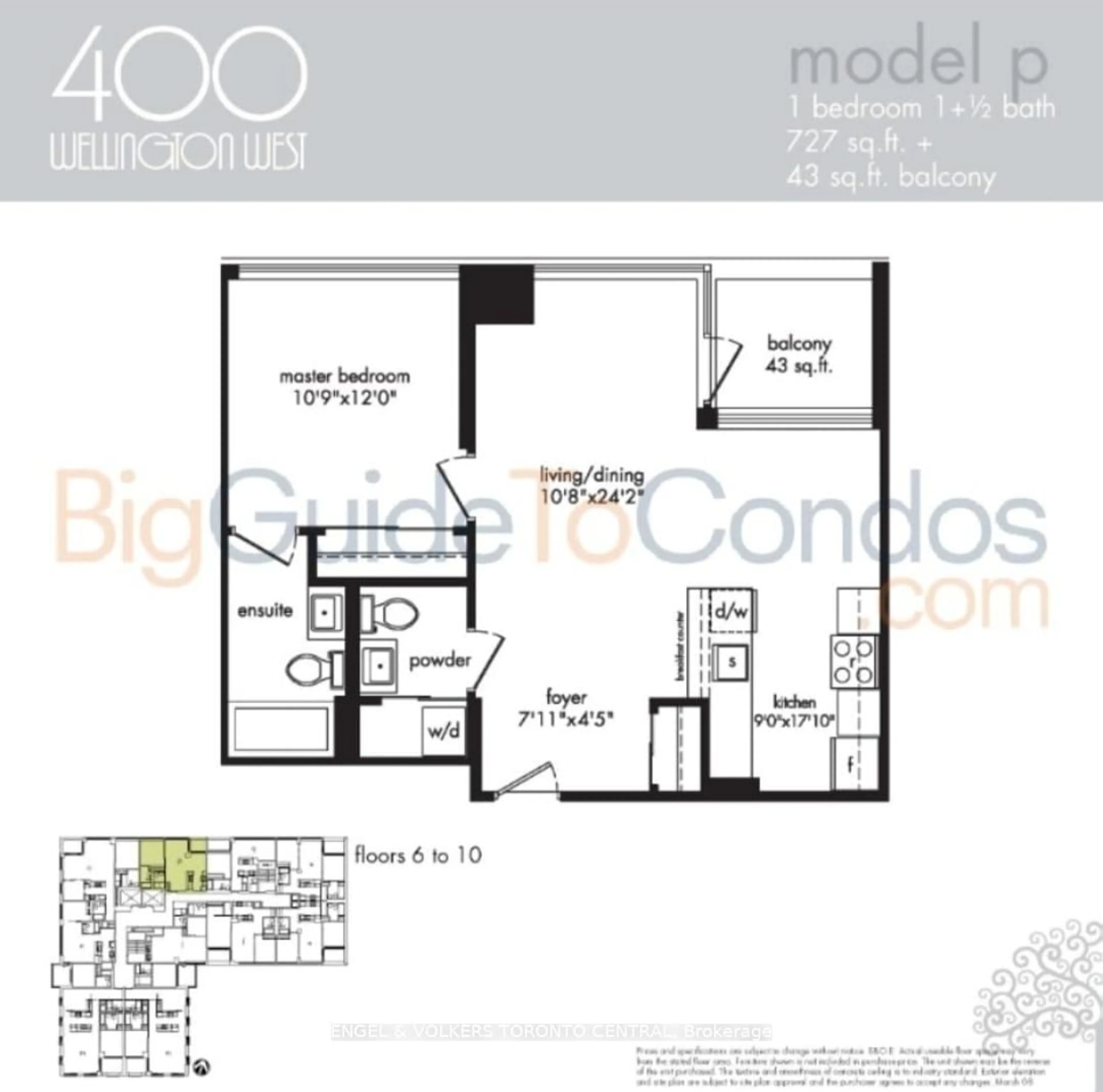 Floor plan for 400 Wellington St #1001, Toronto Ontario M5J 2N7
