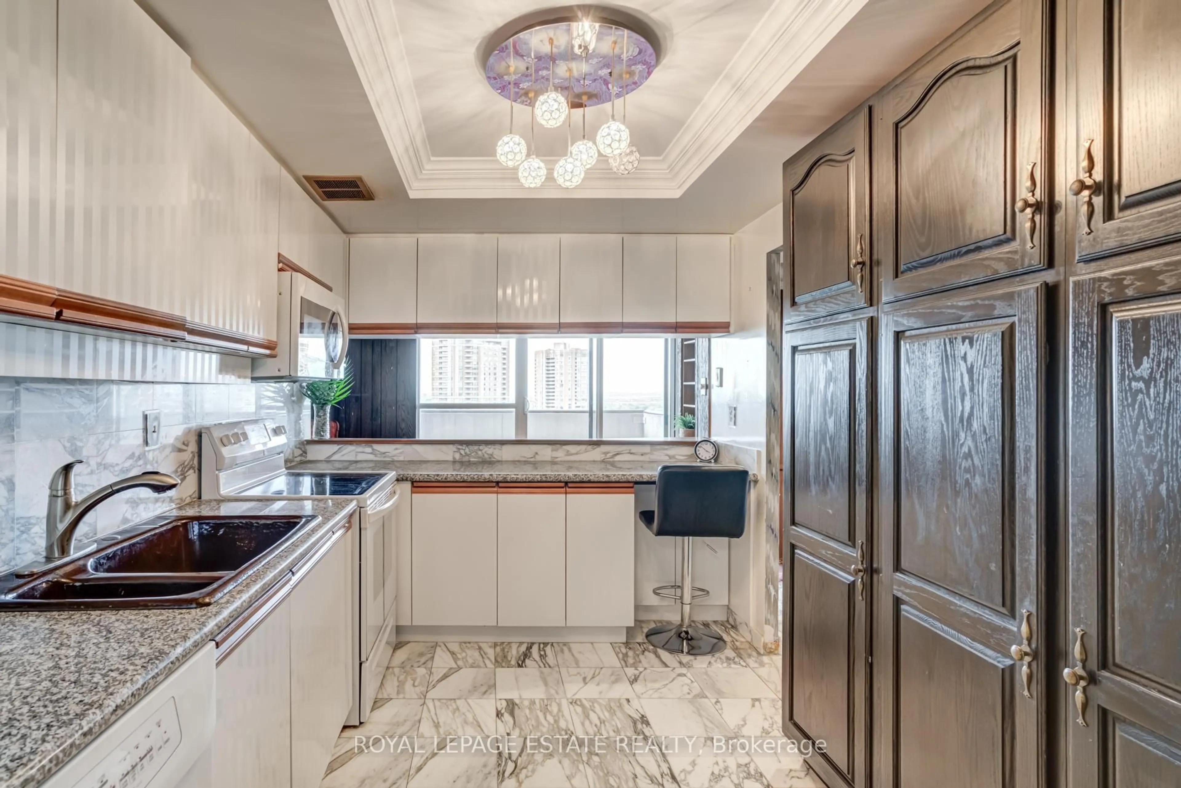 Contemporary kitchen, ceramic/tile floor for 3303 Don Mills Rd #1903, Toronto Ontario M2J 4T6