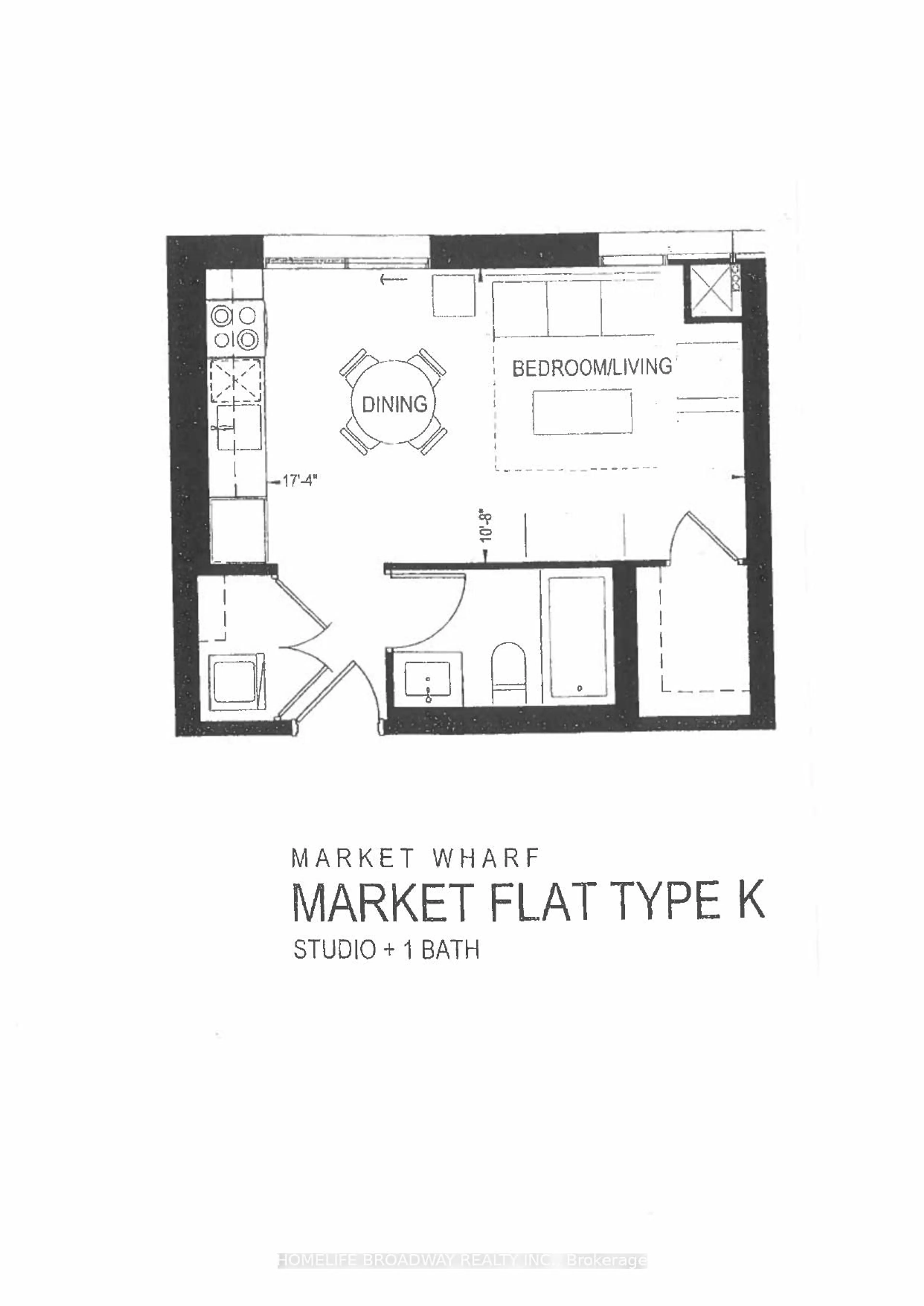 Floor plan for 1 Market St #416, Toronto Ontario M5E 0A2