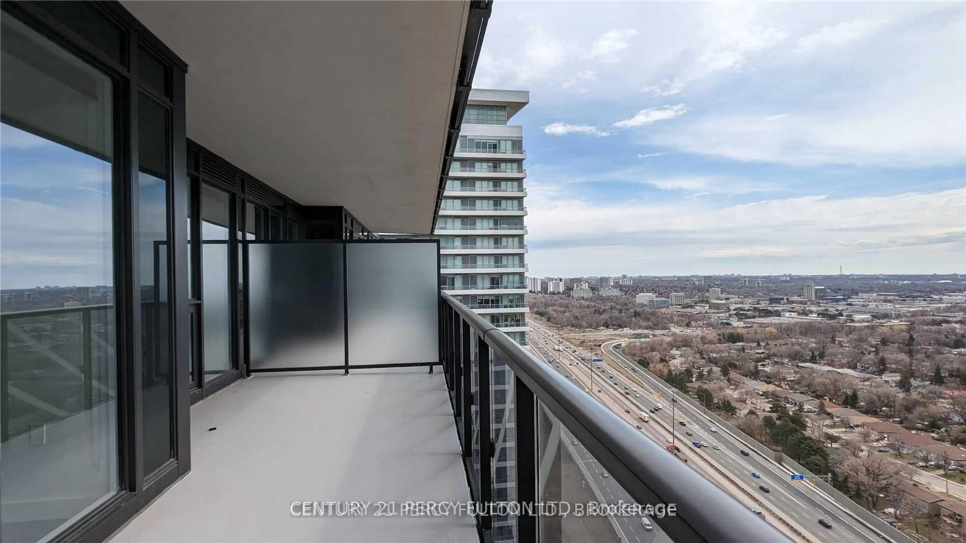 Balcony in the apartment, city buildings view from balcony for 95 Mcmahon Dr #3303, Toronto Ontario M2K 0H2