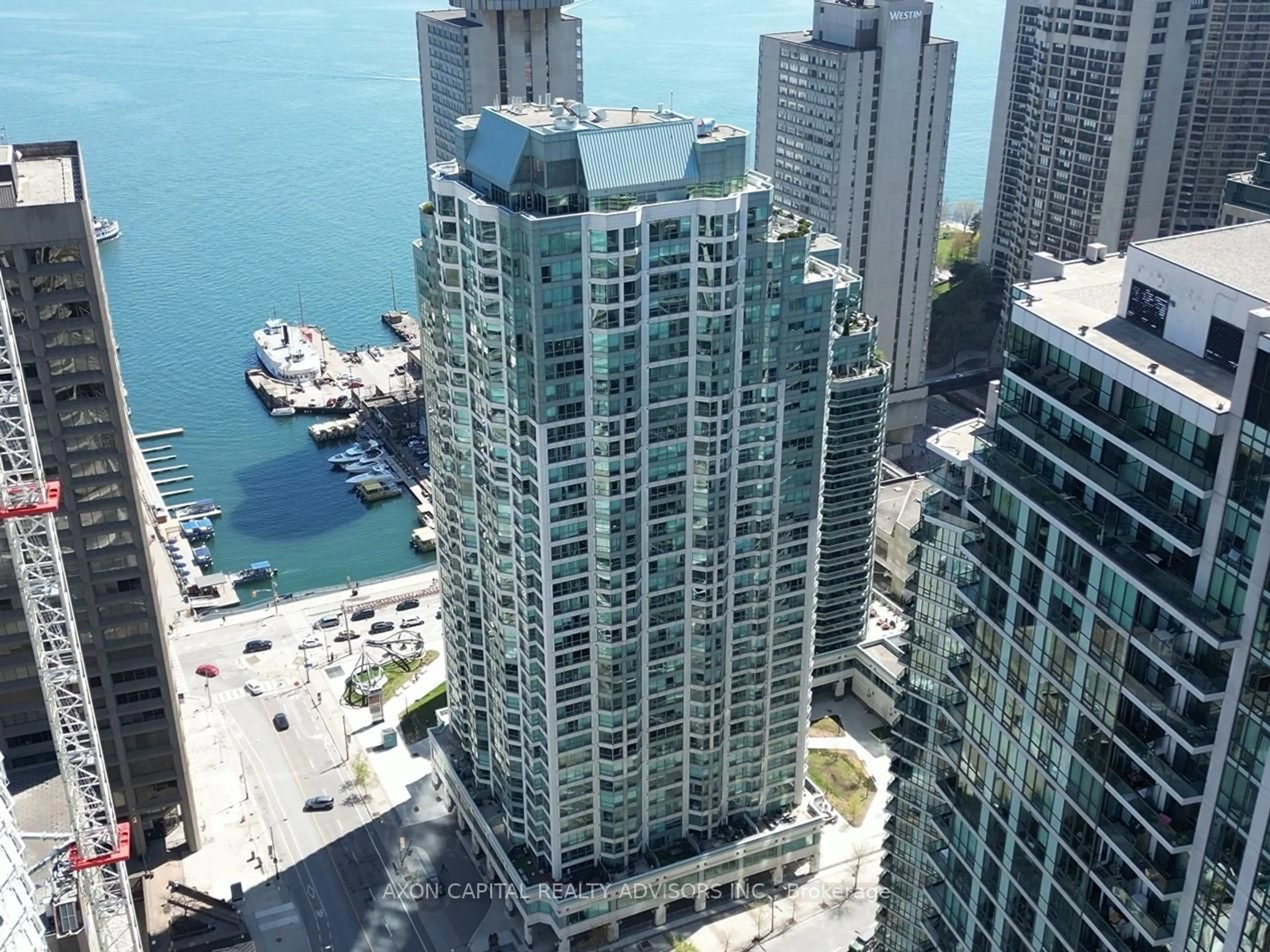 A pic from outside/outdoor area/front of a property/back of a property/a pic from drone, city buildings view from balcony for 10 Yonge St #3207, Toronto Ontario M5E 1R4