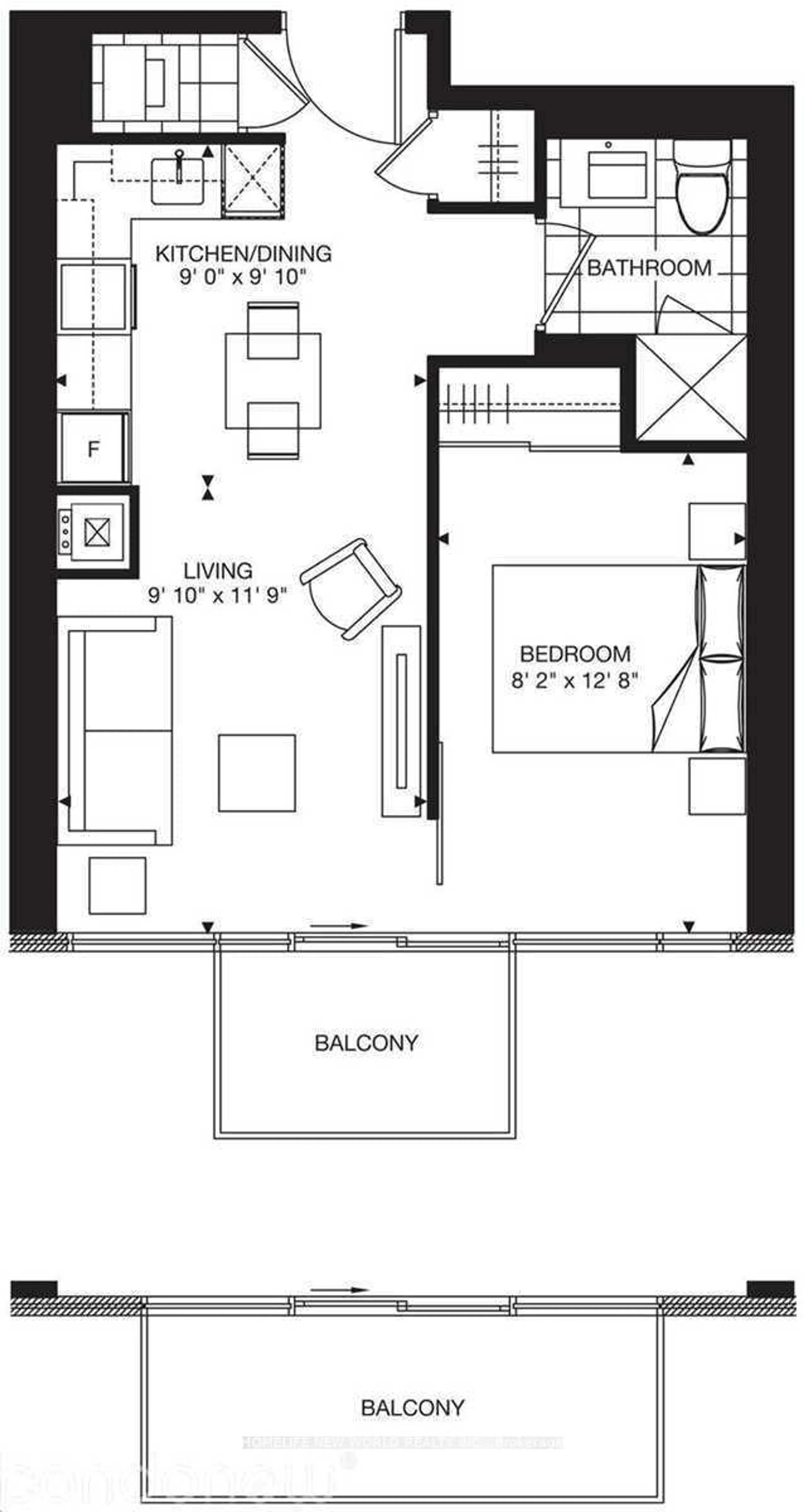 Floor plan for 87 Peter St #3315, Toronto Ontario M5V 0P1
