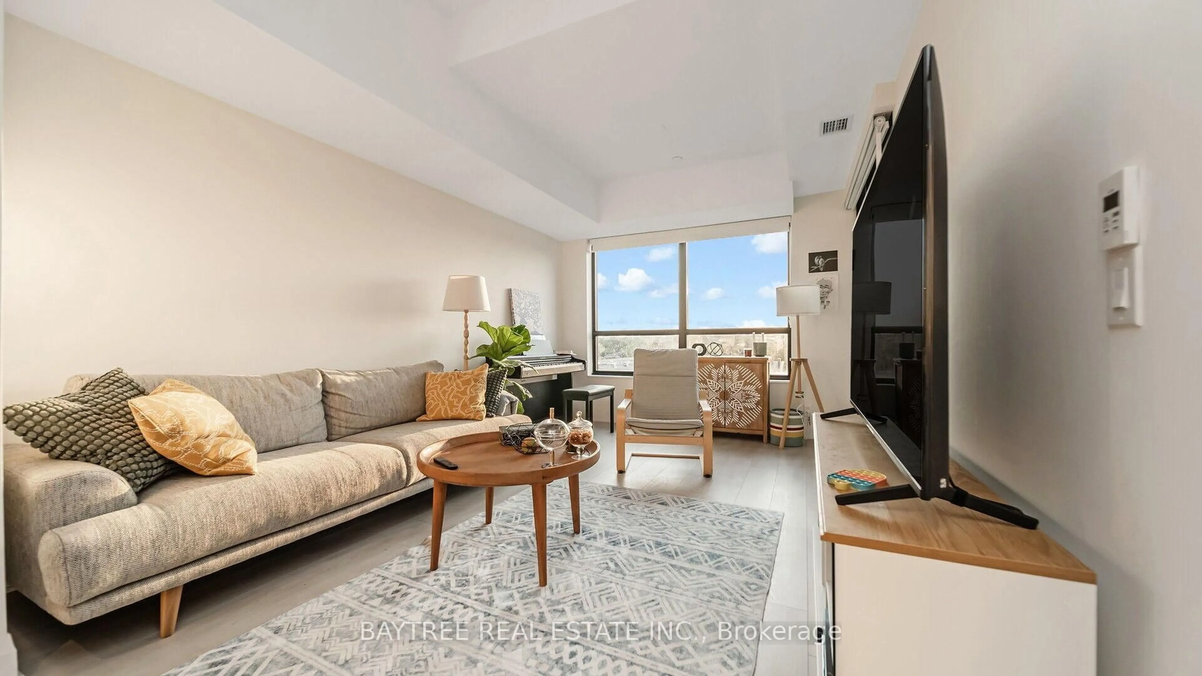 Living room with furniture, unknown for 33 Frederick Todd Way #613, Toronto Ontario M4G 0C9
