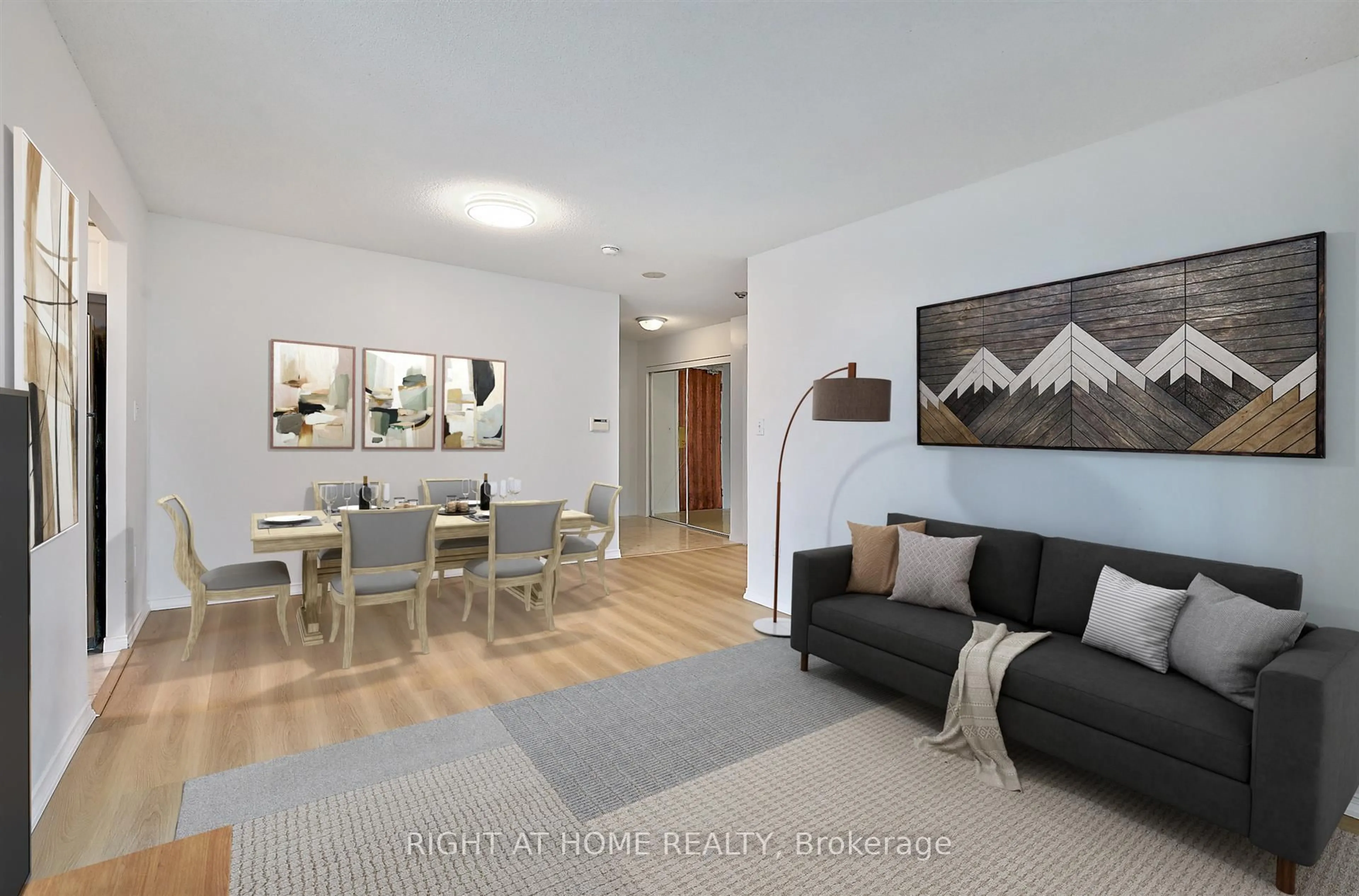 Living room with furniture, wood/laminate floor for 1 Pemberton Ave #903, Toronto Ontario M2M 4K9