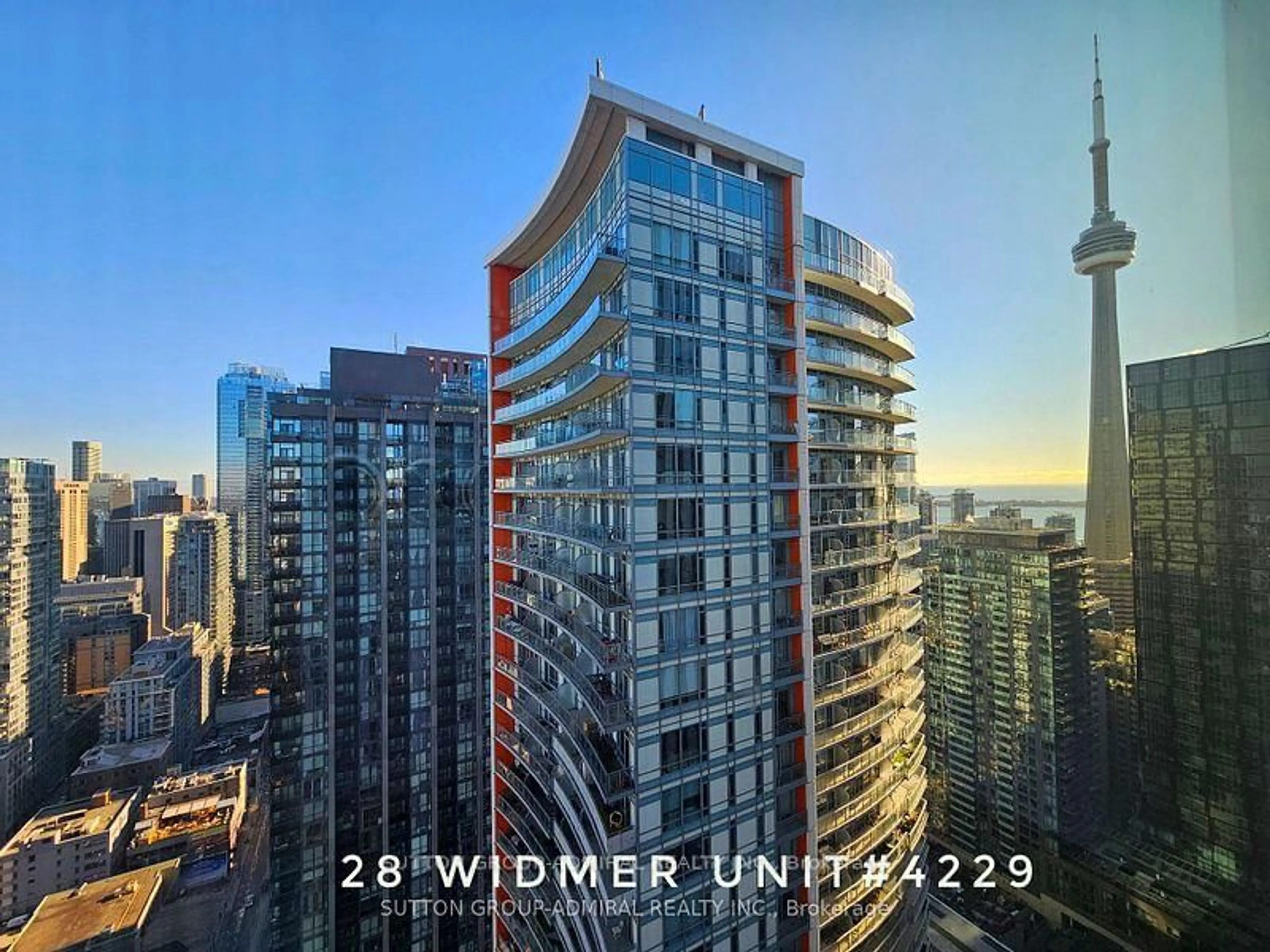 A pic from outside/outdoor area/front of a property/back of a property/a pic from drone, city buildings view from balcony for 28 WIDMER St #4229, Toronto Ontario M5V 2E7