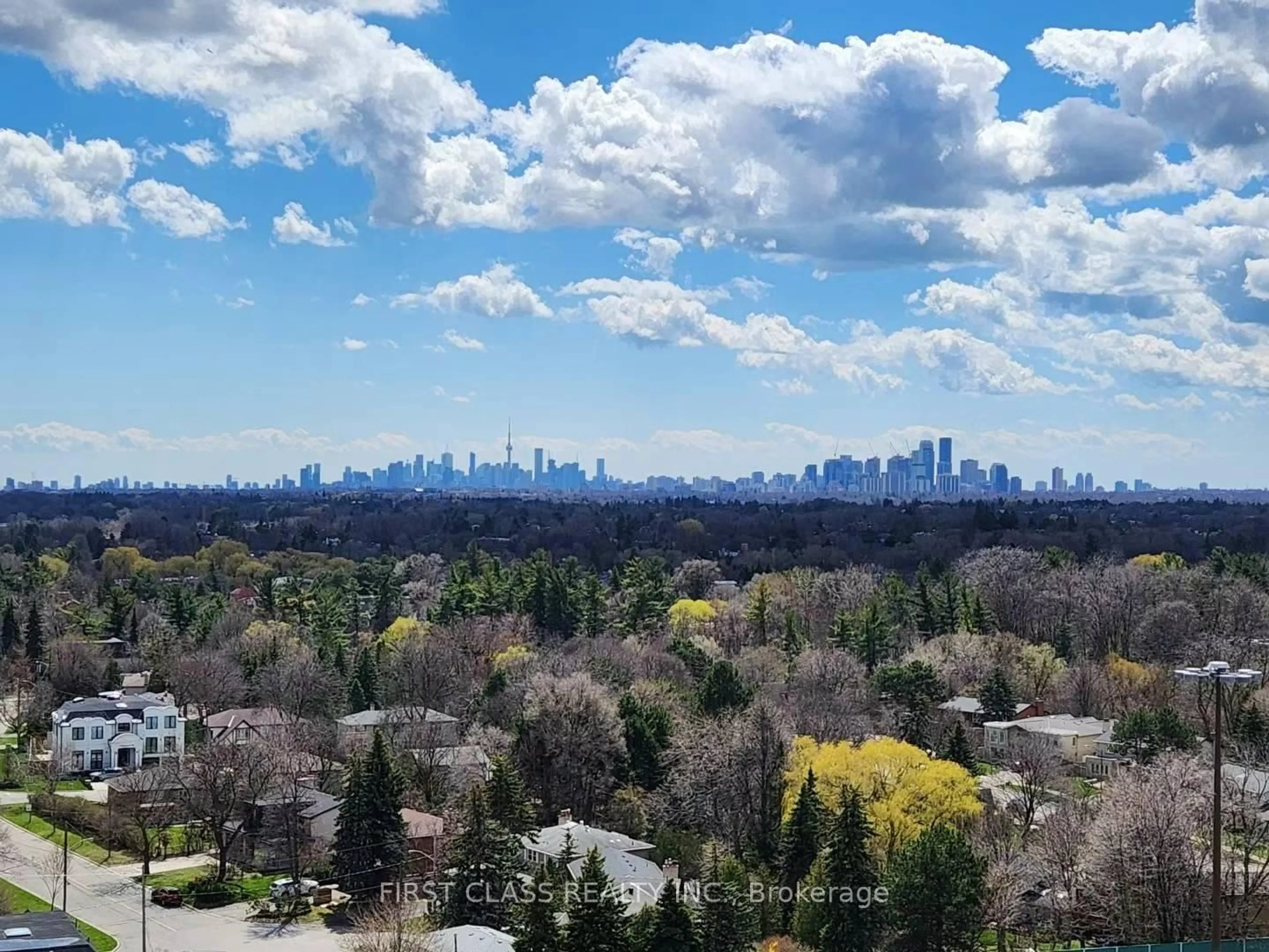 A pic from outside/outdoor area/front of a property/back of a property/a pic from drone, city buildings view from balcony for 25 Mcmahon Dr #1905, Toronto Ontario M2K 0J2