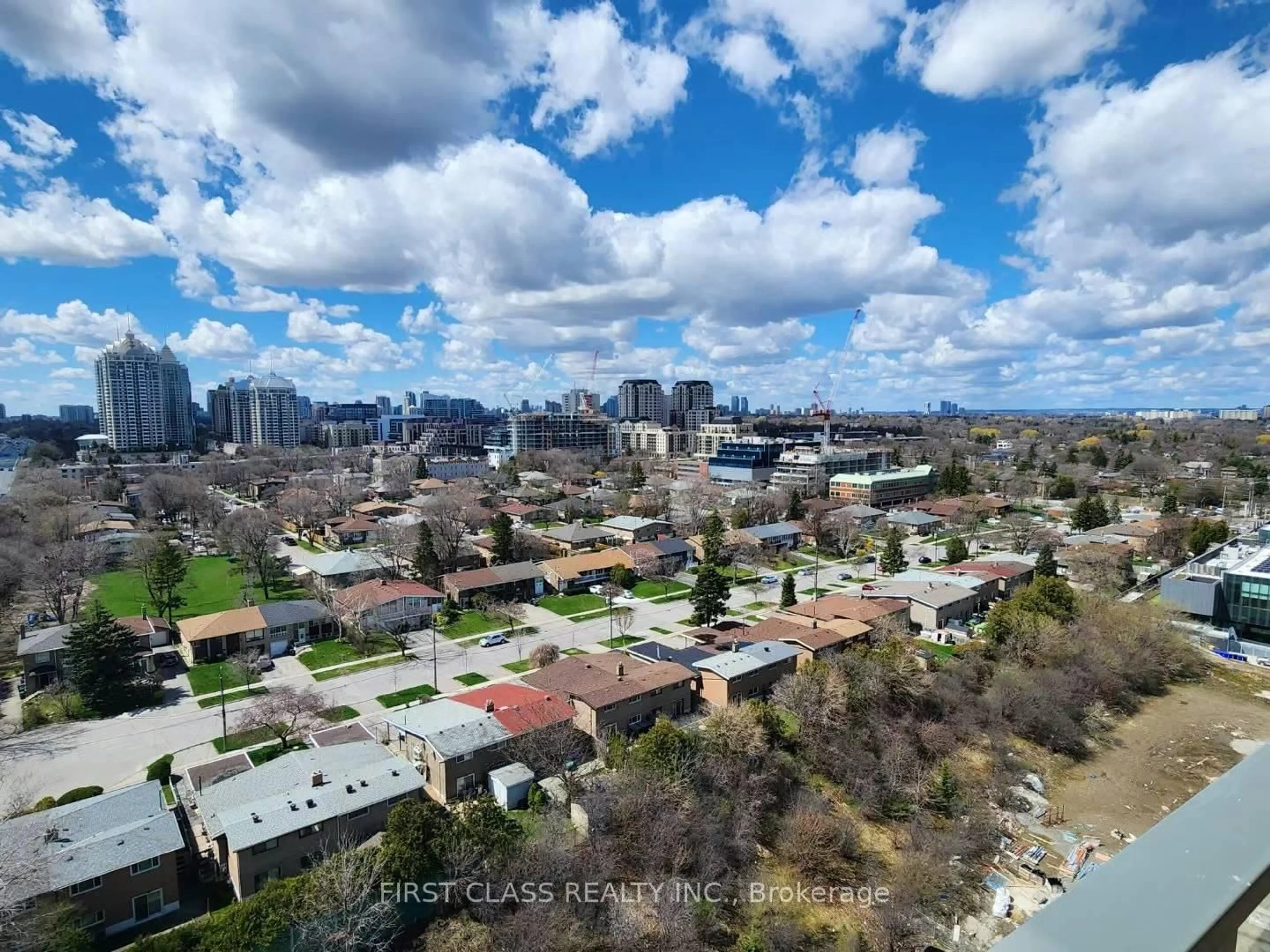 A pic from outside/outdoor area/front of a property/back of a property/a pic from drone, city buildings view from balcony for 25 Mcmahon Dr #1905, Toronto Ontario M2K 0J2