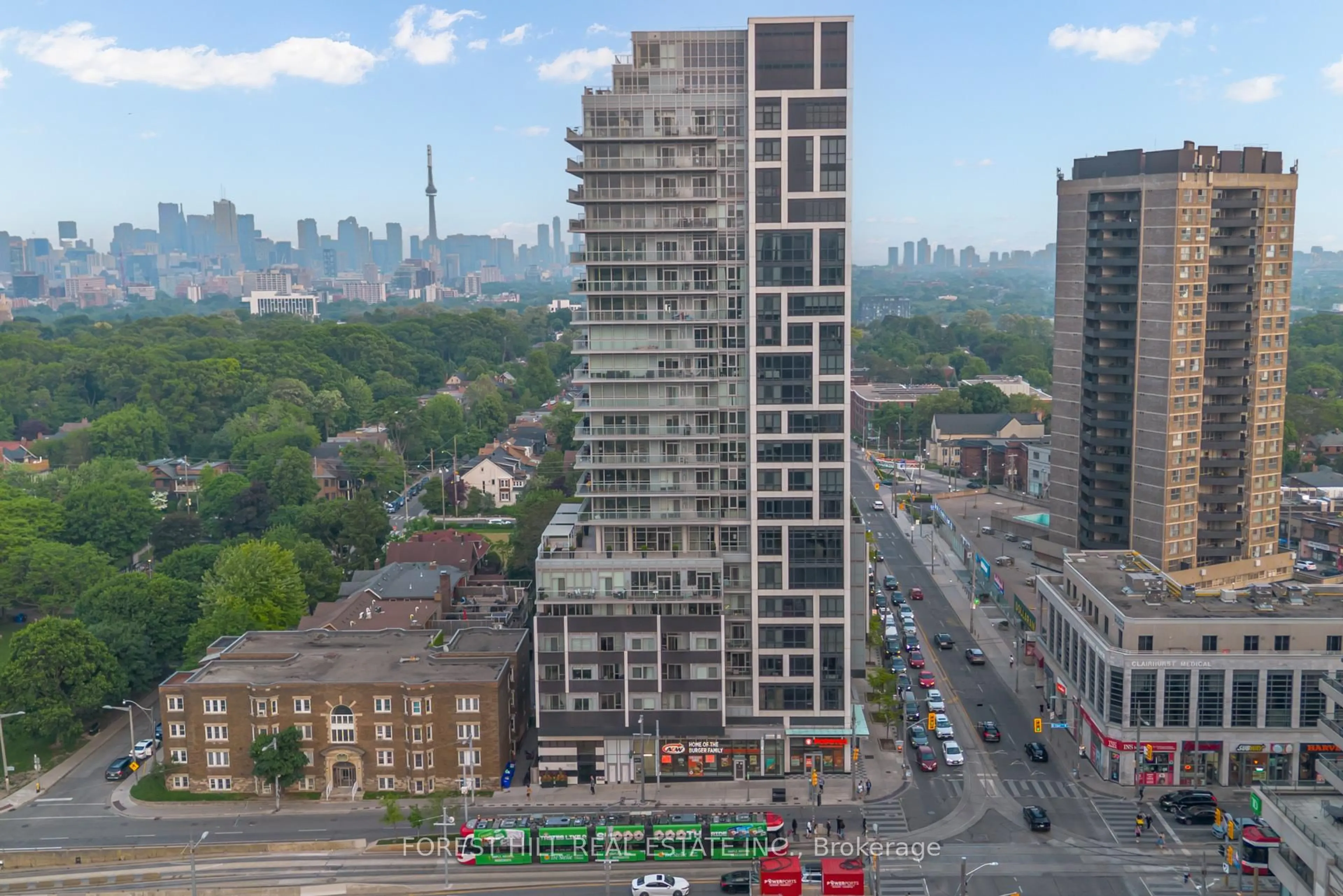 A pic from outside/outdoor area/front of a property/back of a property/a pic from drone, city buildings view from balcony for 501 St. Clair Ave #602, Toronto Ontario M5P 0A2