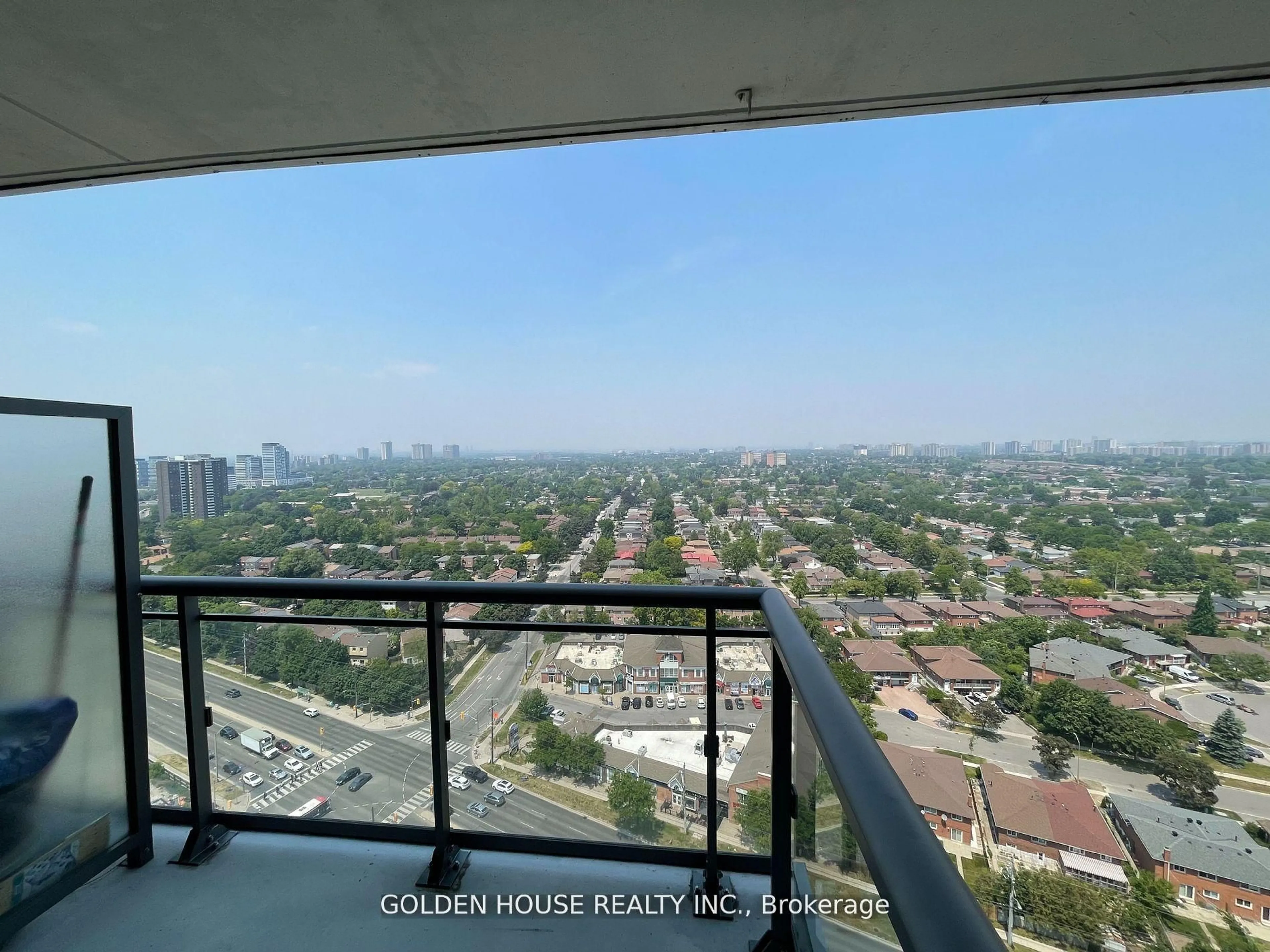 Balcony in the apartment, city buildings view from balcony for 50 Ann O'Reilly Rd #2201, Toronto Ontario M2J 0C9