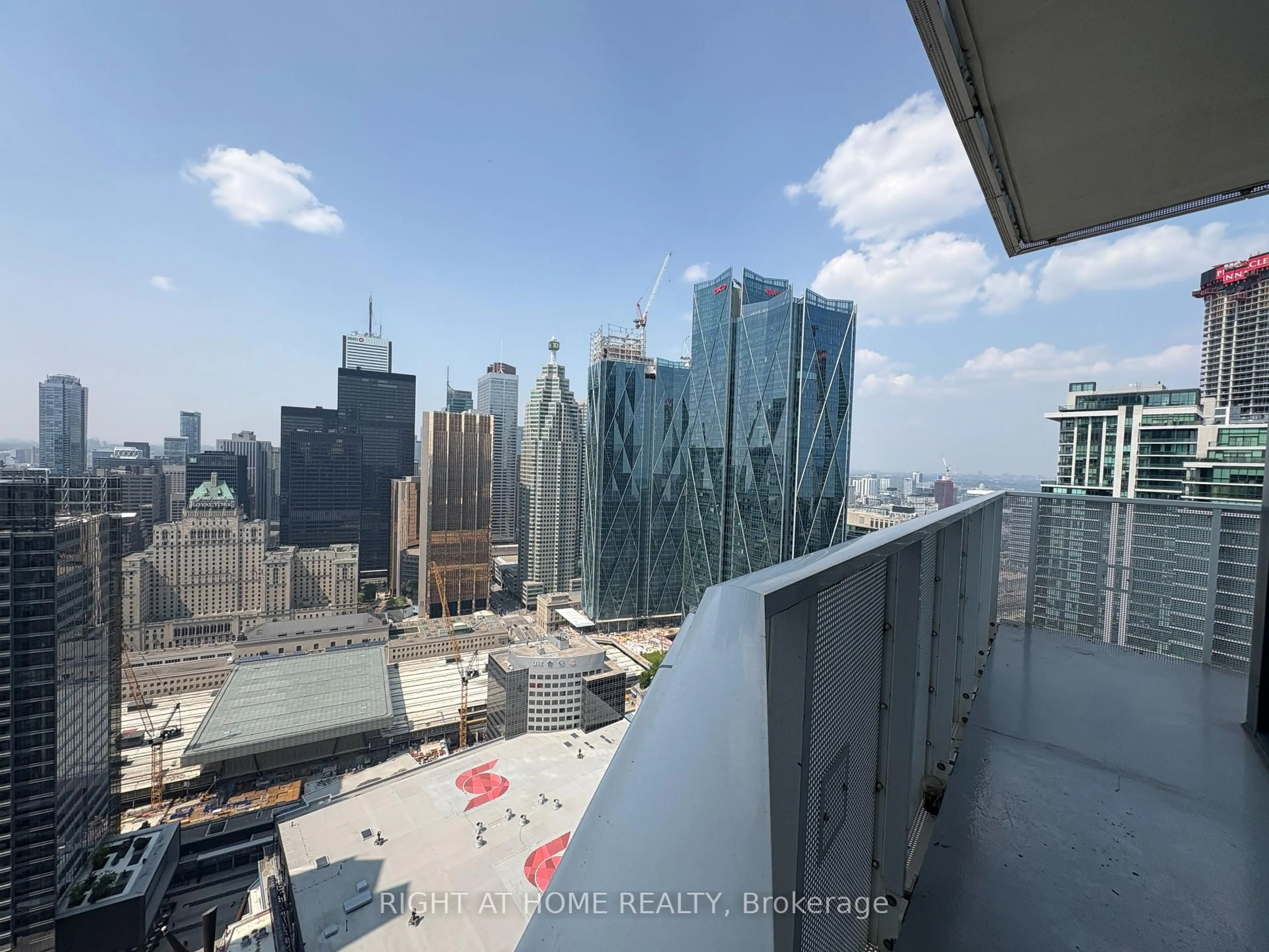 Balcony in the apartment, city buildings view from balcony for 88 Harbour St #4904, Toronto Ontario M5J 1B7
