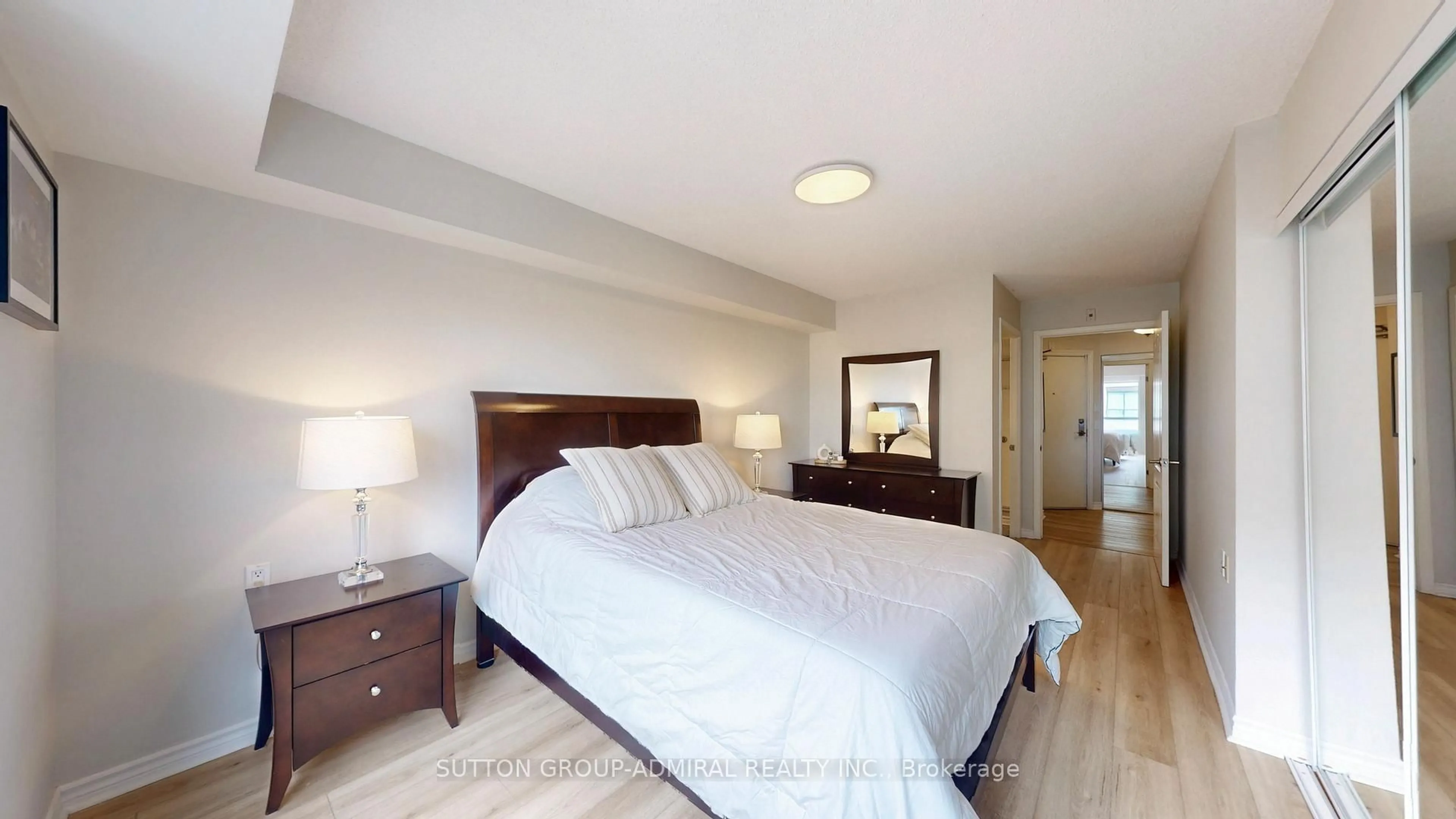 Bedroom with bed, wood/laminate floor for 890 Sheppard Ave #415, Toronto Ontario M3H 6B9