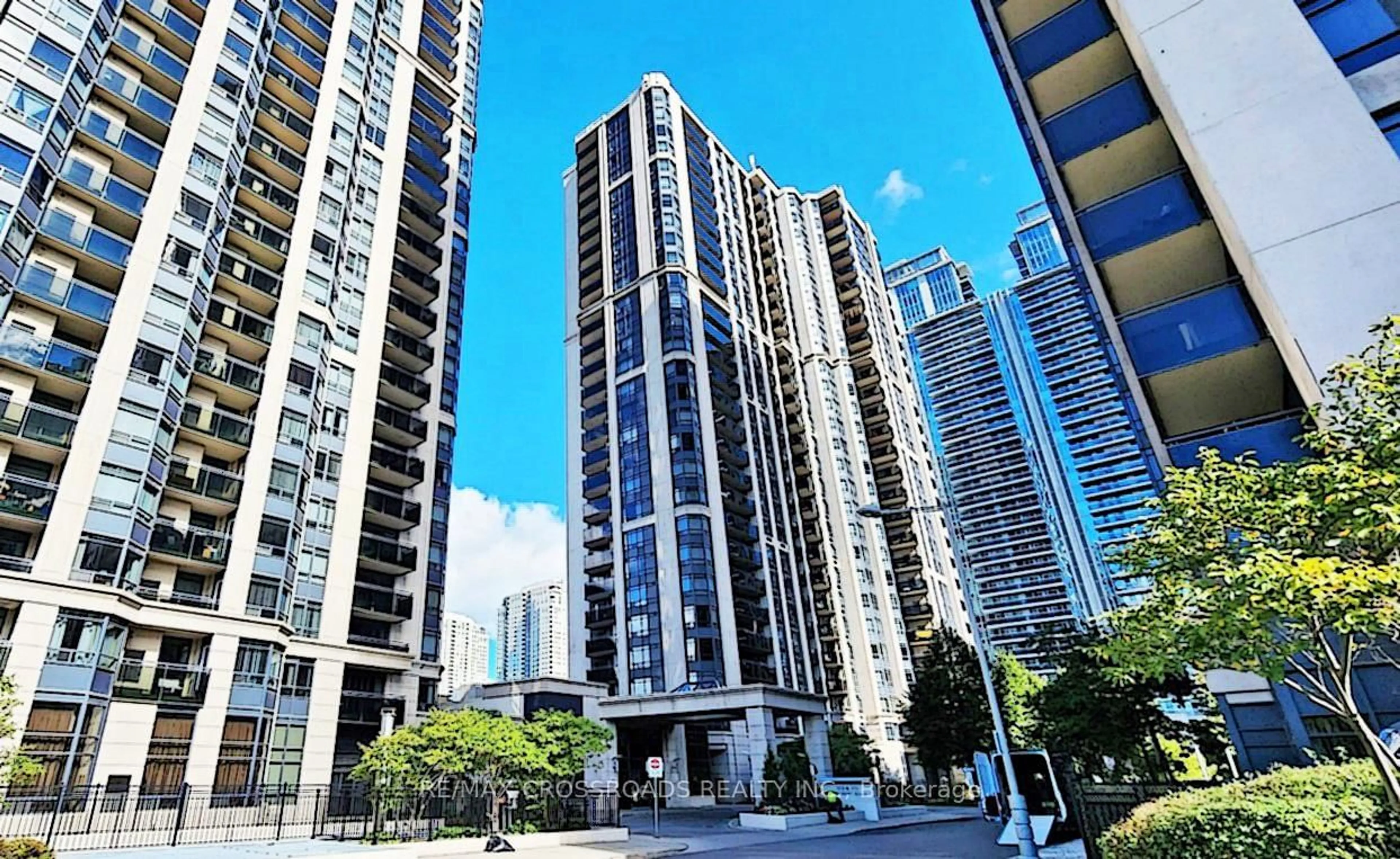 Patio, city buildings view from balcony for 155 Beecroft Rd ##906, Toronto Ontario M2N 7C6