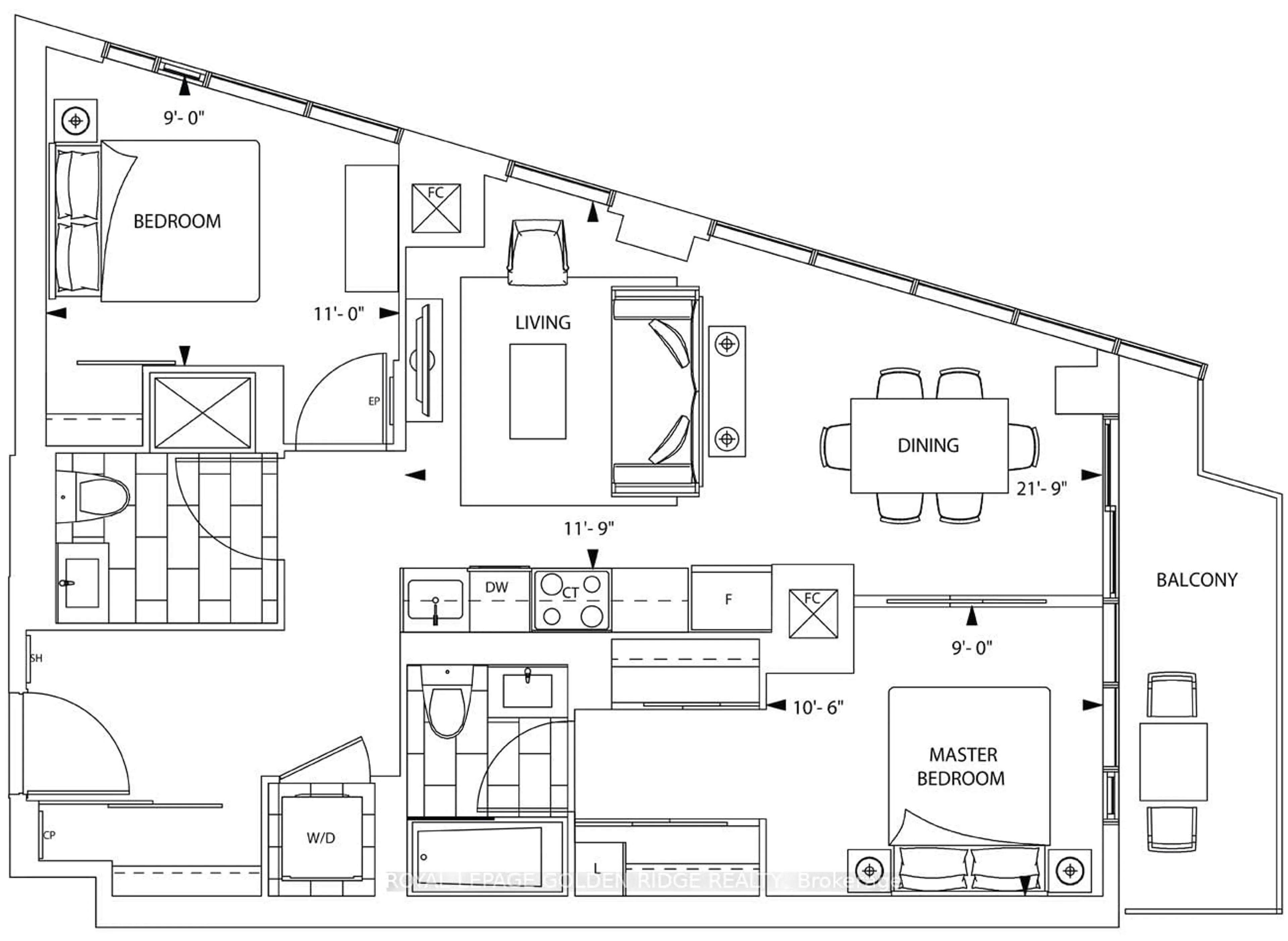 Floor plan for 575 Bloor St #1208, Toronto Ontario M4W 0B2