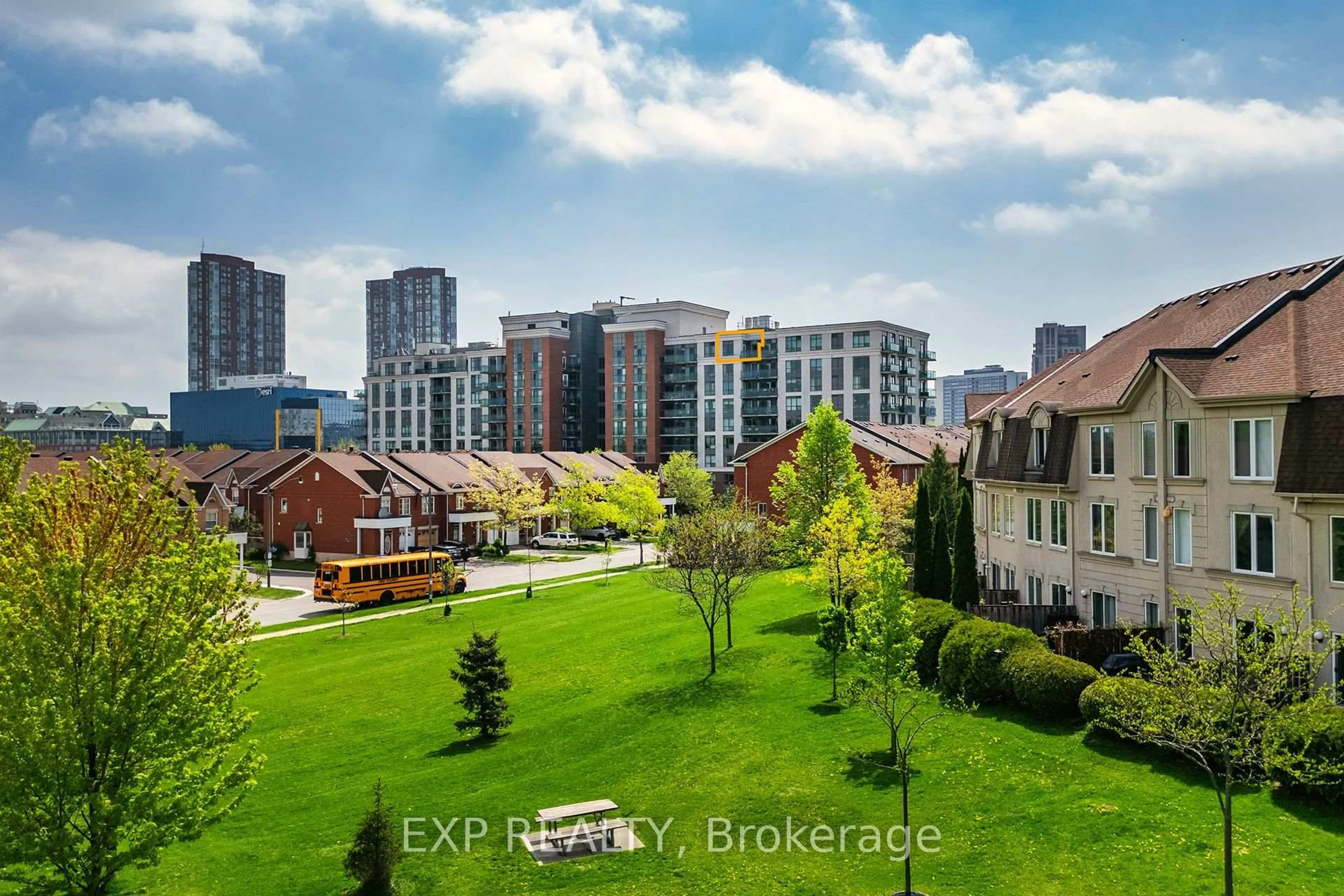 A pic from outside/outdoor area/front of a property/back of a property/a pic from drone, city buildings view from balcony for 120 Dallimore Circ #926, Toronto Ontario M3C 4J1